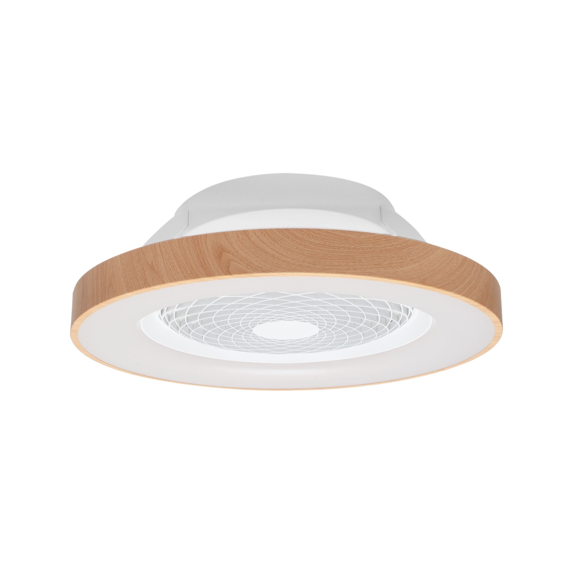 Tíbet · Plafón-ventilador de aspas ocultas con luz · Madera / Blanco