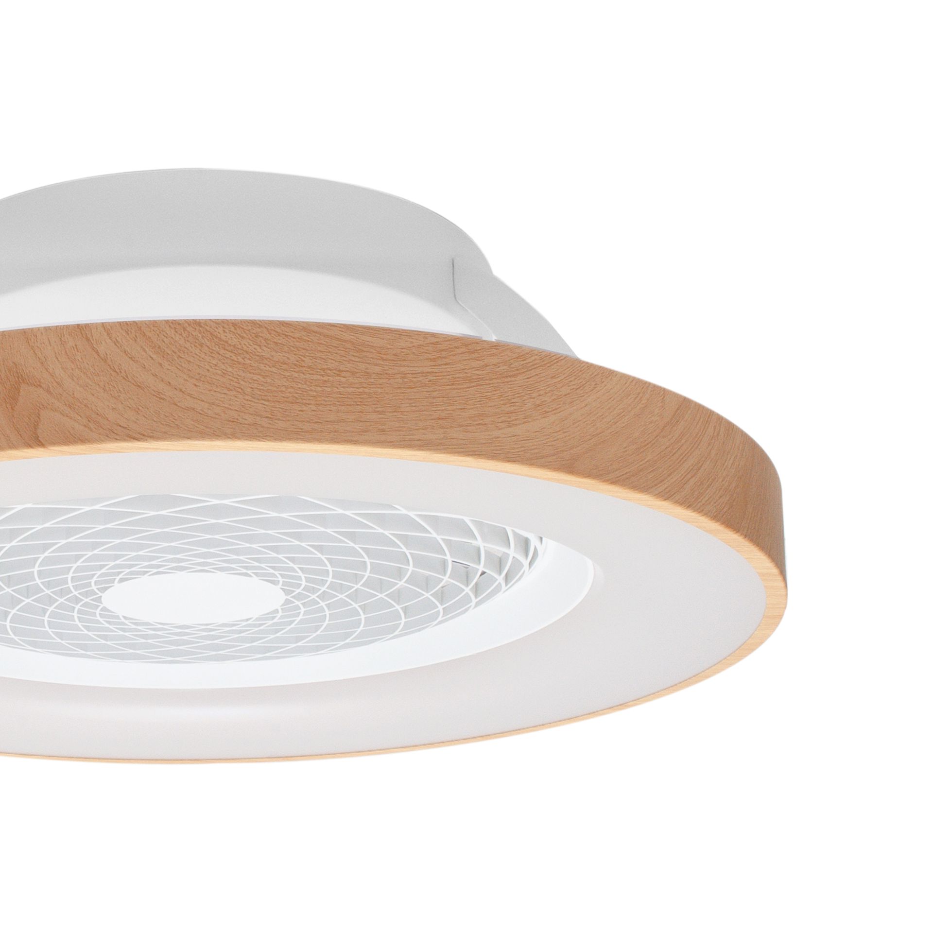 Tíbet · Plafón-ventilador de aspas ocultas con luz · Madera / Blanco
