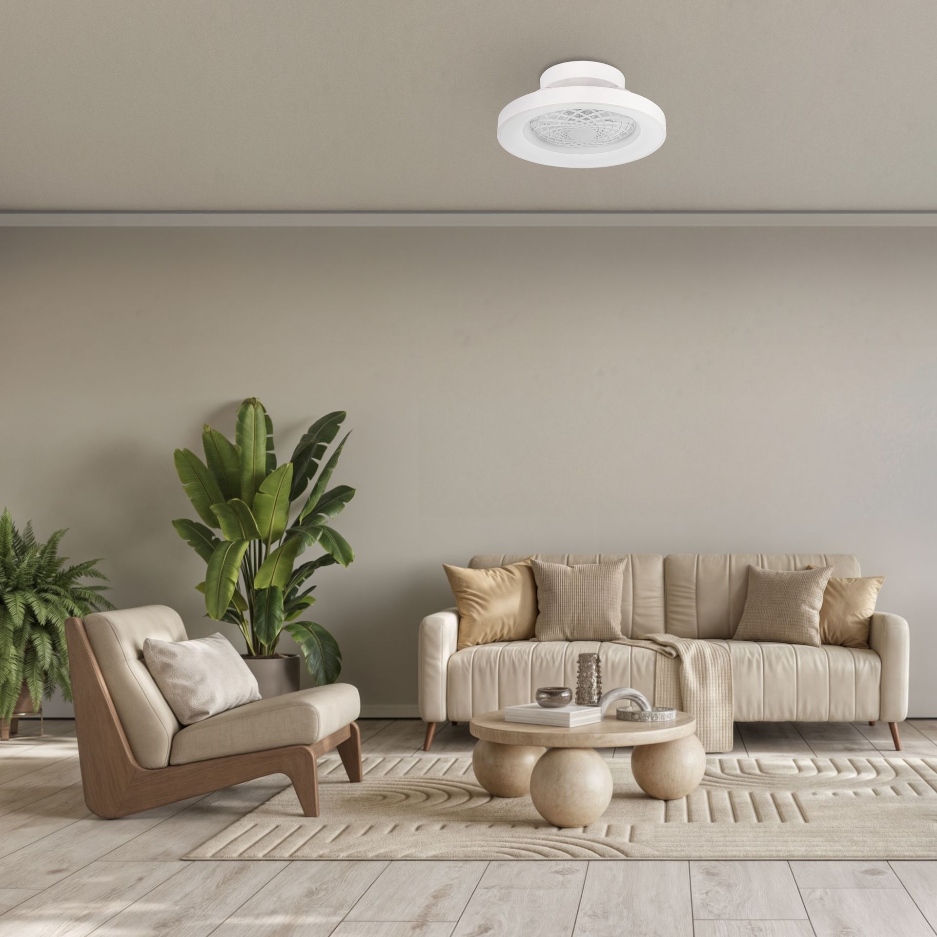 Tíbet Mini · Plafonnier-ventilateur à pales intégrées · Blanc