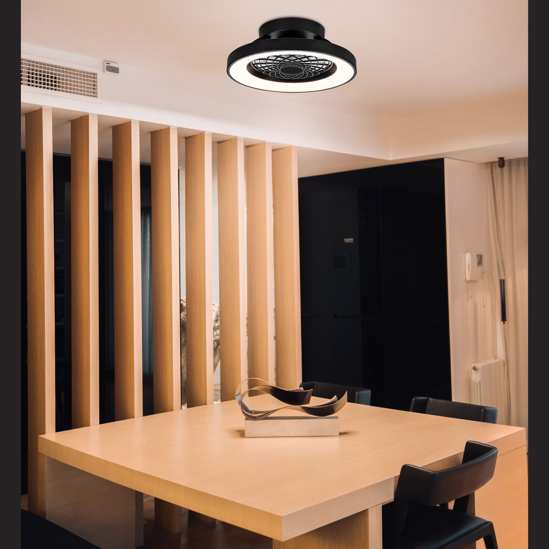 Tíbet Mini · Plafón-ventilador de aspas ocultas con luz · Black