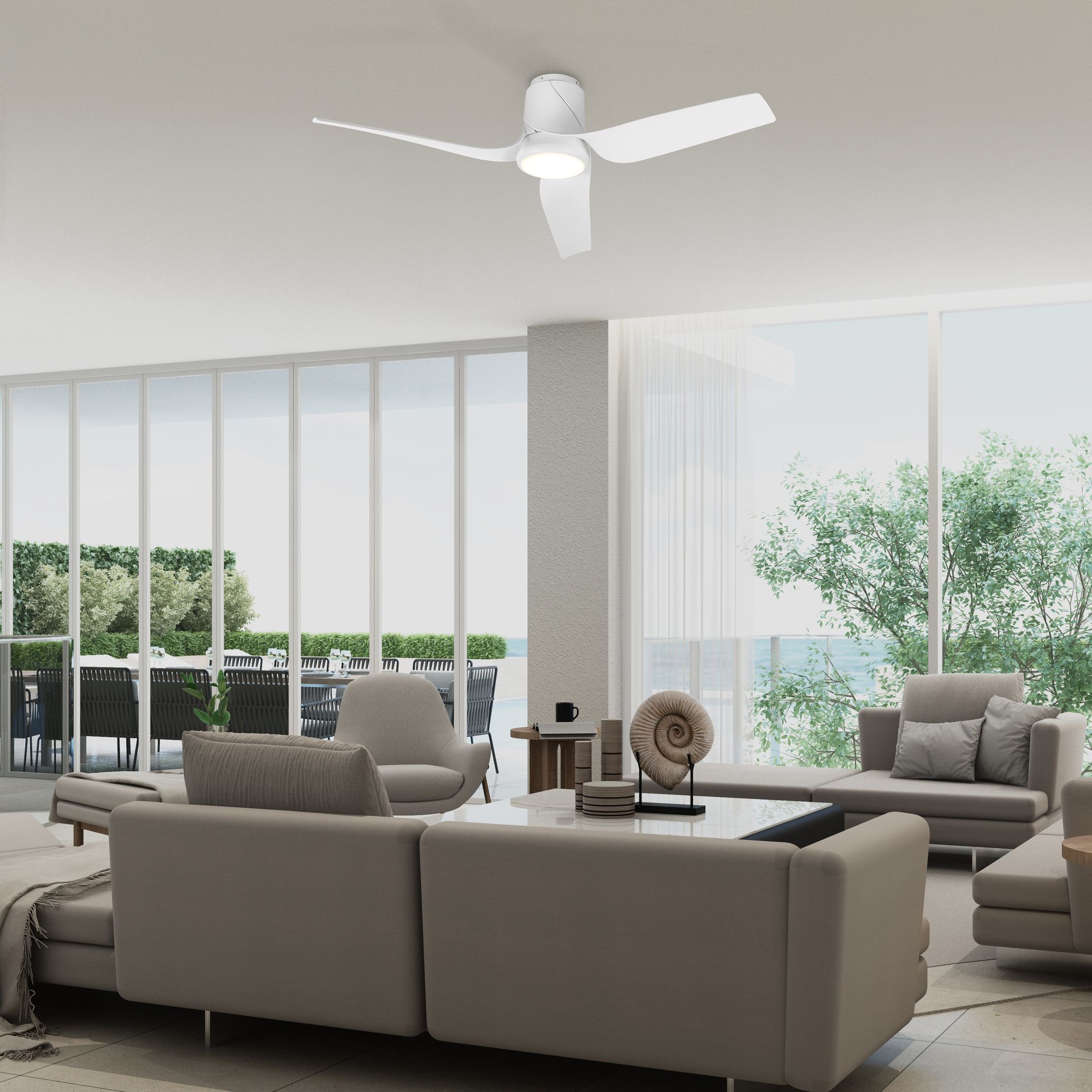 Ushuaia · Ventilador de aspas con luz · Blanco