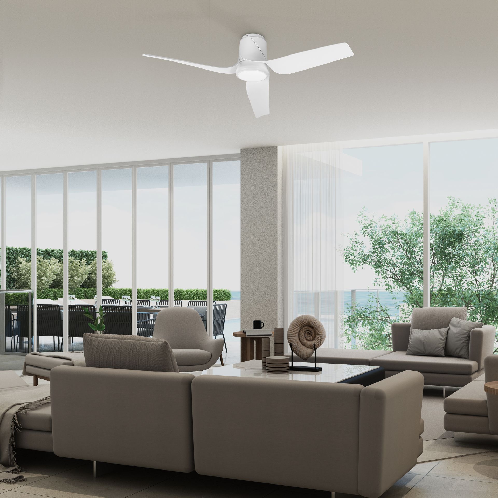 Ushuaia · Ventilador de aspas con luz · Blanco