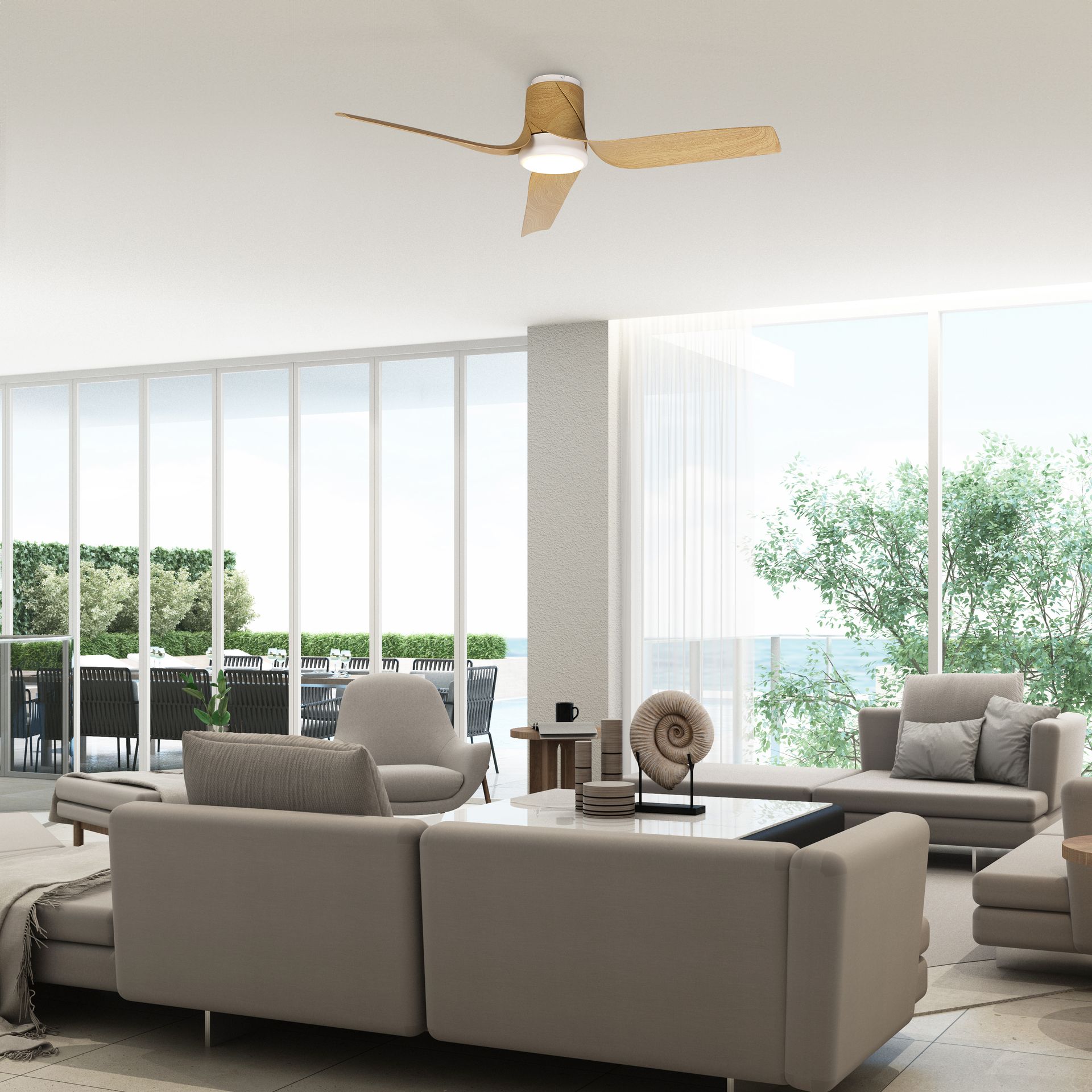 USHUAIA * CEILING / FAN - WHITE+WOOD