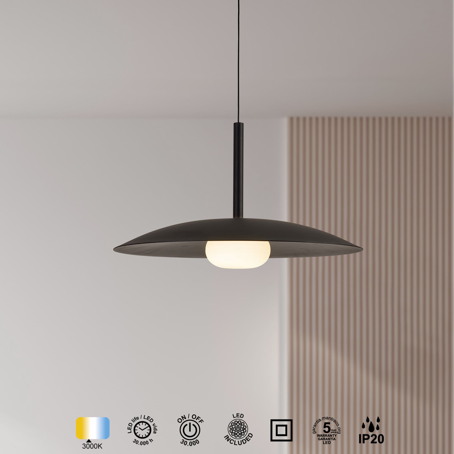 LIDIA * LED PENDANT 1L 12W  - BLACK
