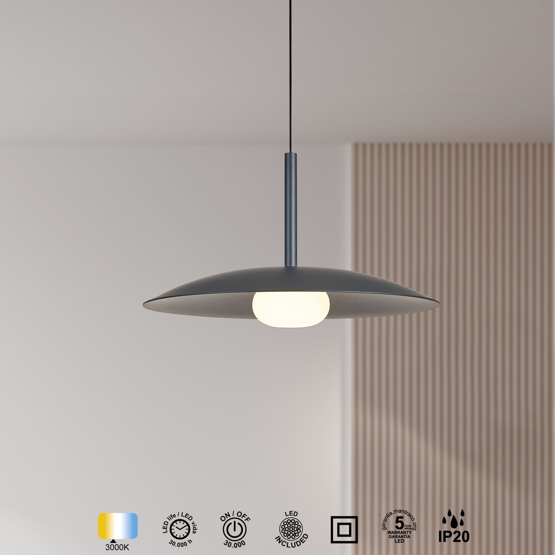 LIDIA * SOSPESO 1L LED 12W  - GRIGIO