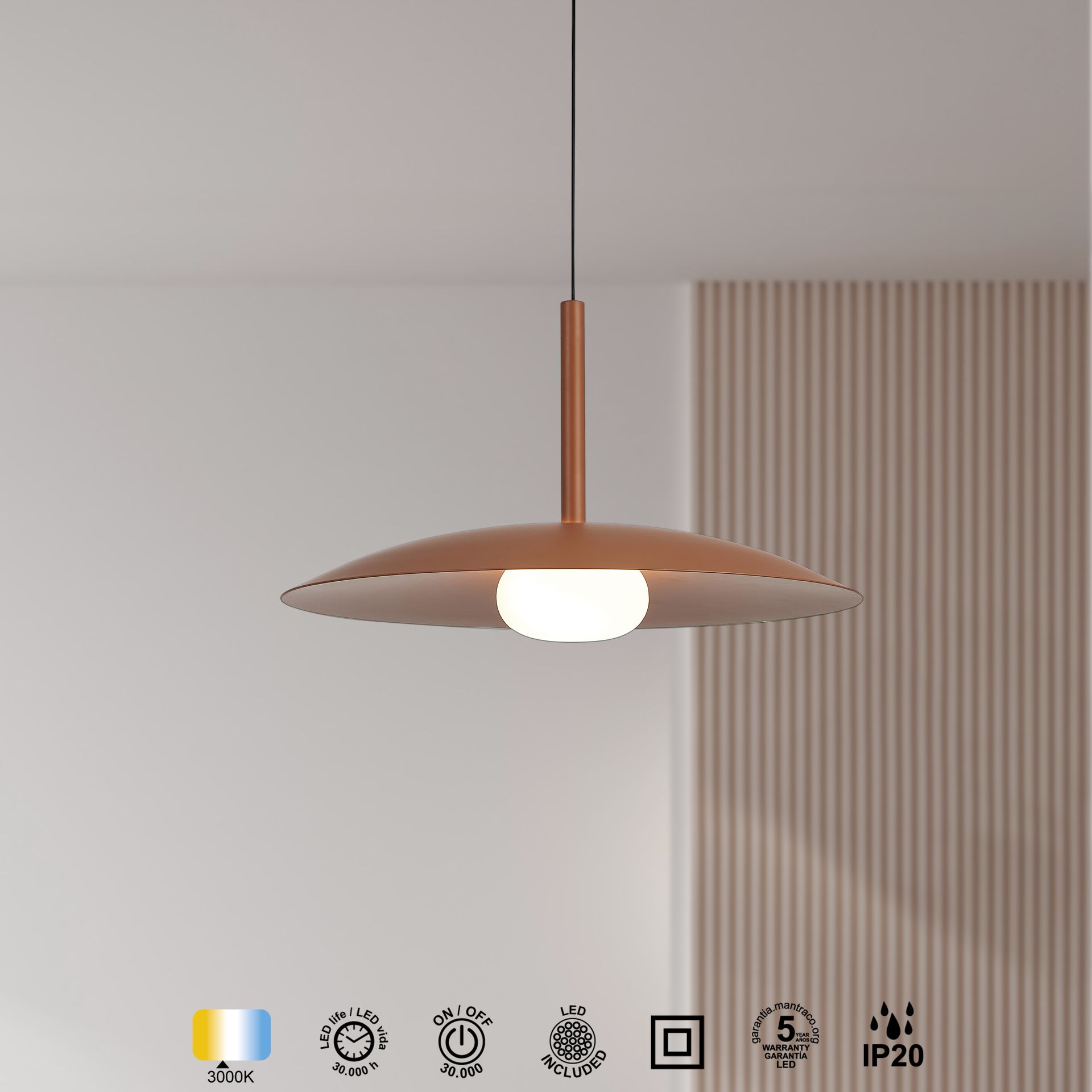 LIDIA * LED PENDANT 1L 12W  - COFFEE