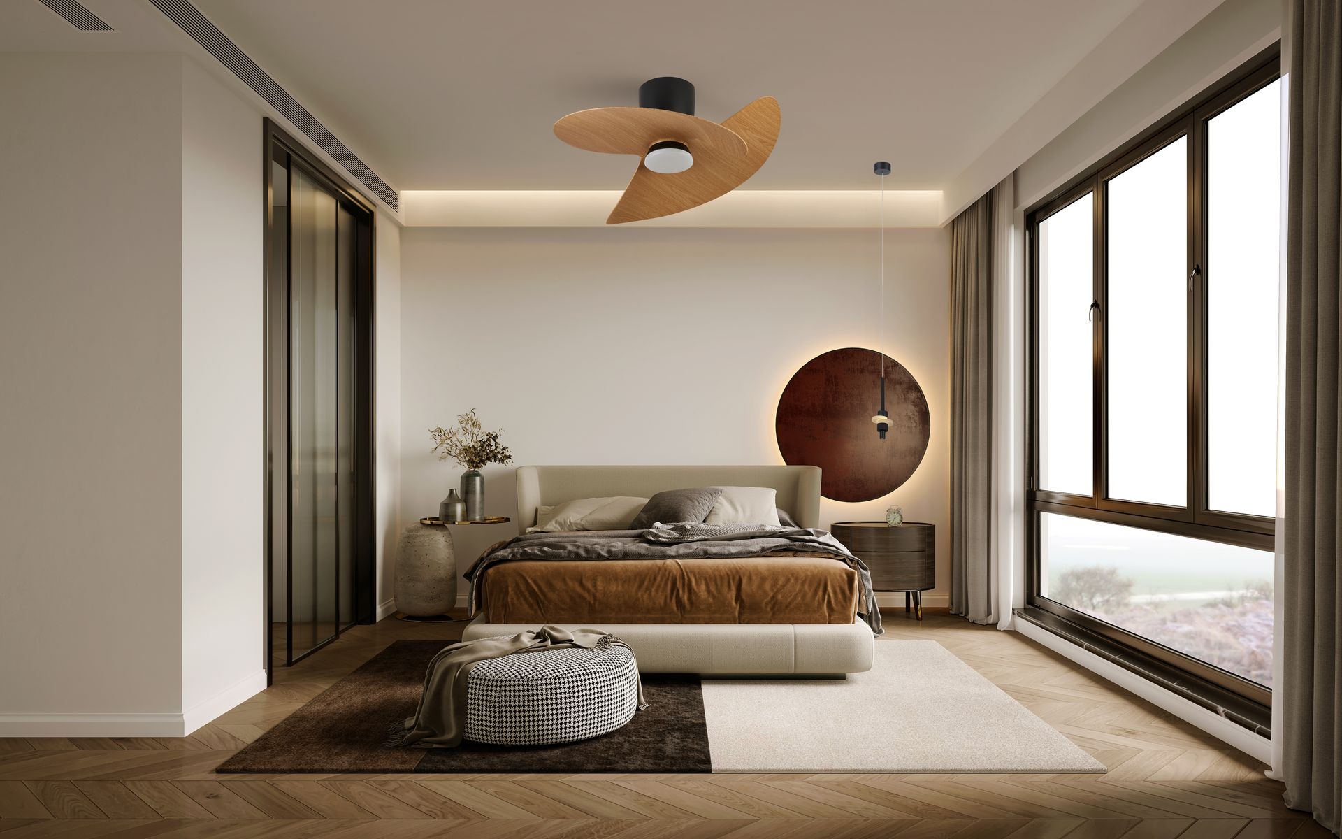 Ona · Ventilateur de plafond avec éclairage · Noir / Bois