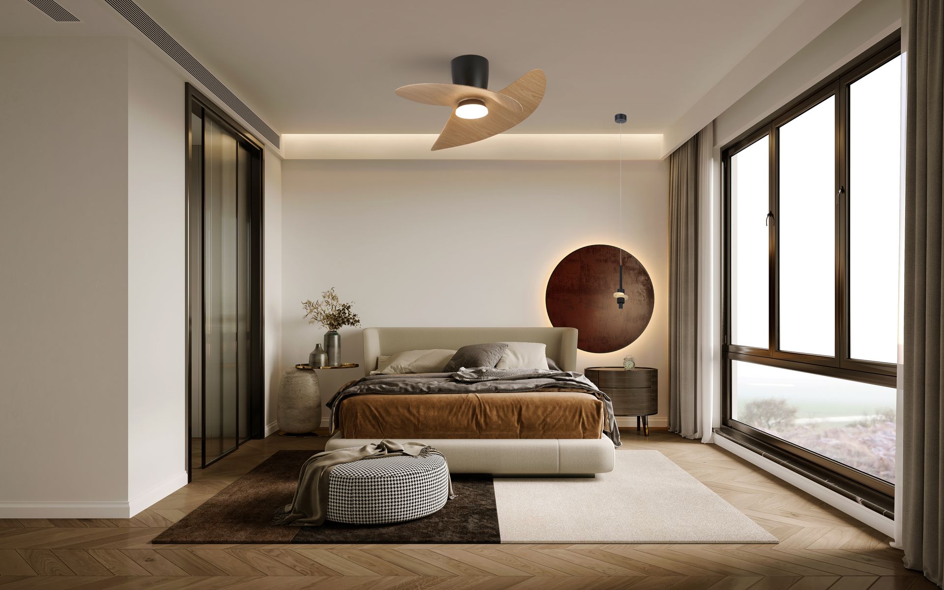 Ona · Ventilateur de plafond avec éclairage · Noir / Bois