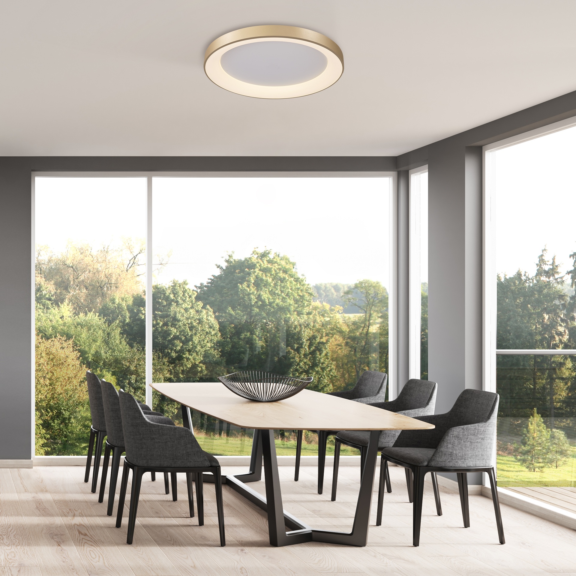 NISEKO II * ROUND CEILING 78 CM - WITH REMOTE CONTROL CCT - GOLD