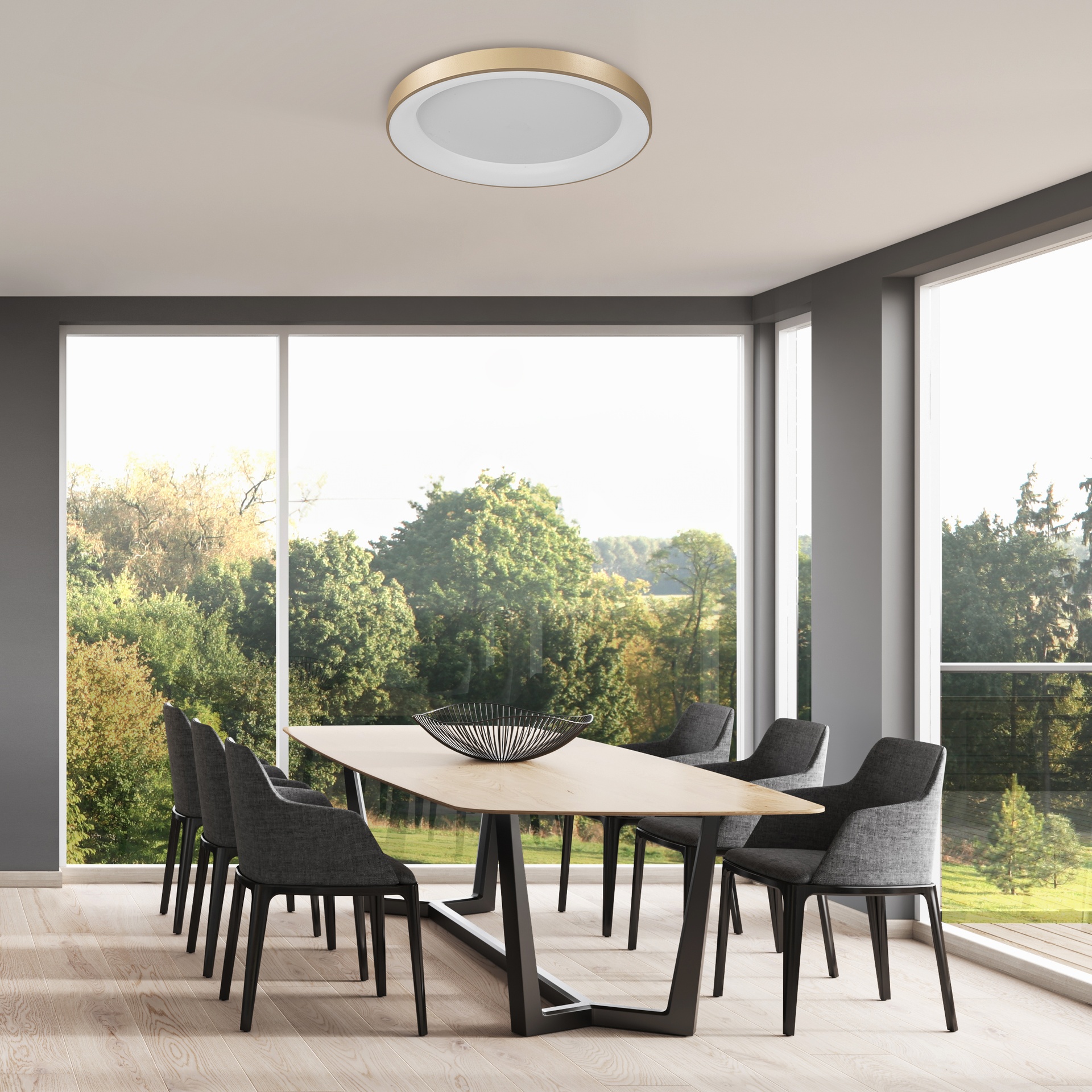 NISEKO II * ROUND CEILING 78 CM - WITH REMOTE CONTROL CCT - GOLD