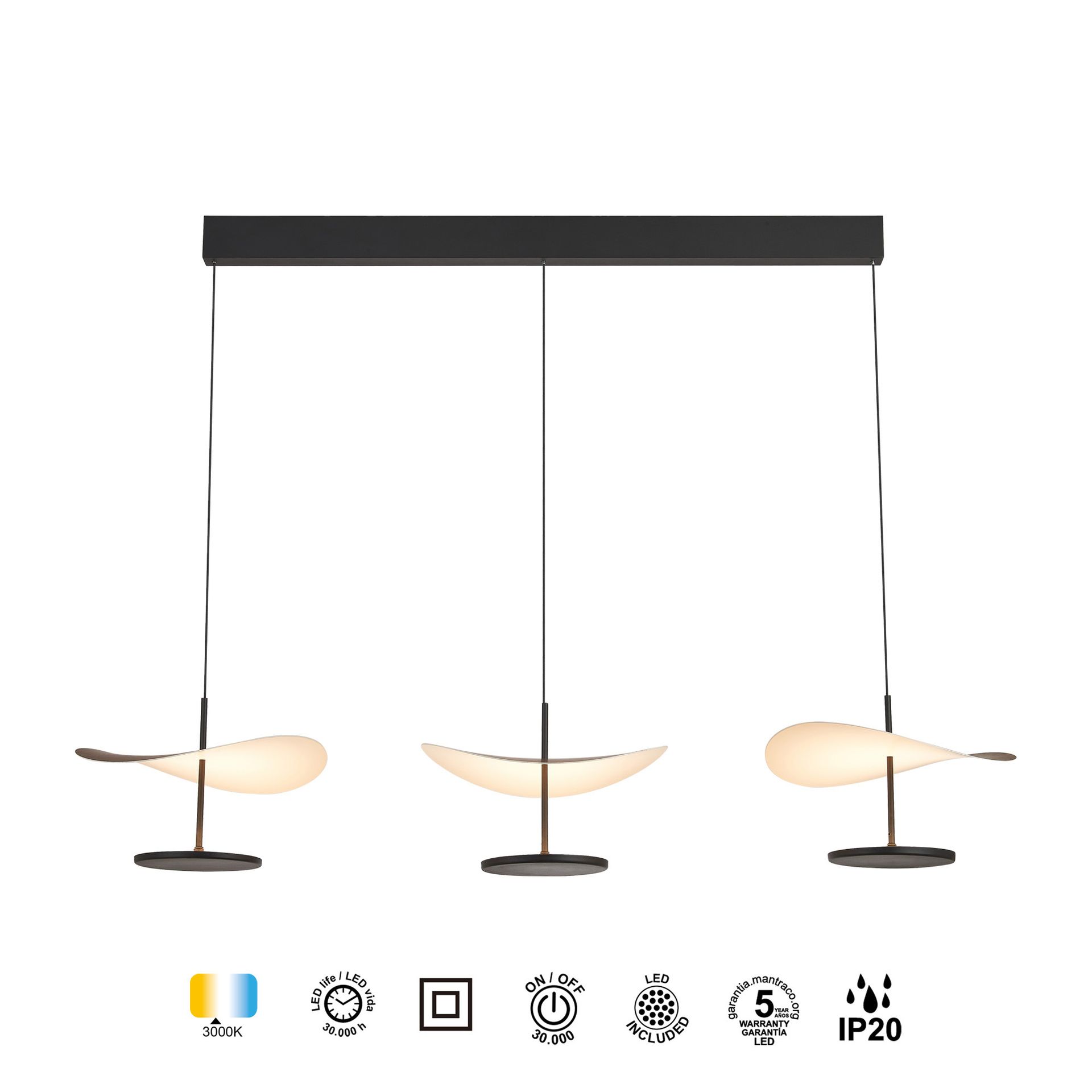 ***DES*** ABISAL * Lampada LED 3 luci Lineare 32W 3000K