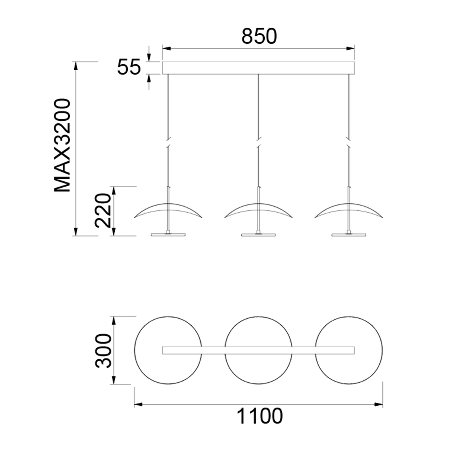 ***DES*** ABISAL * Lampada LED 3 luci Lineare 32W 3000K