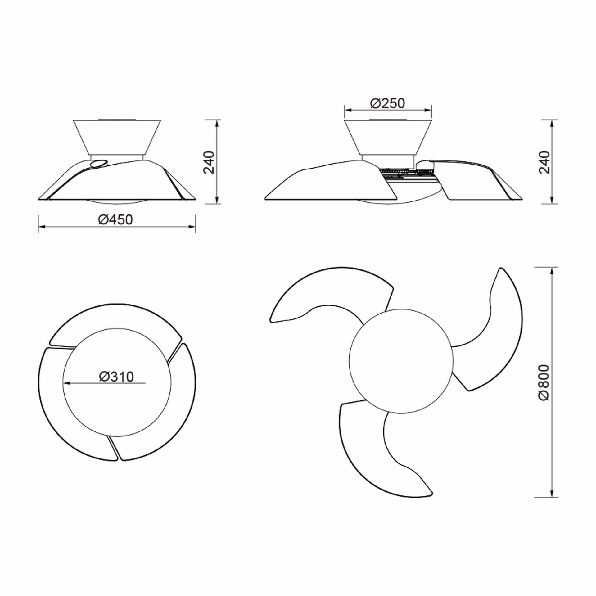Lazo · Ventilateur de plafond à pales rétractables avec éclairage · Blanc