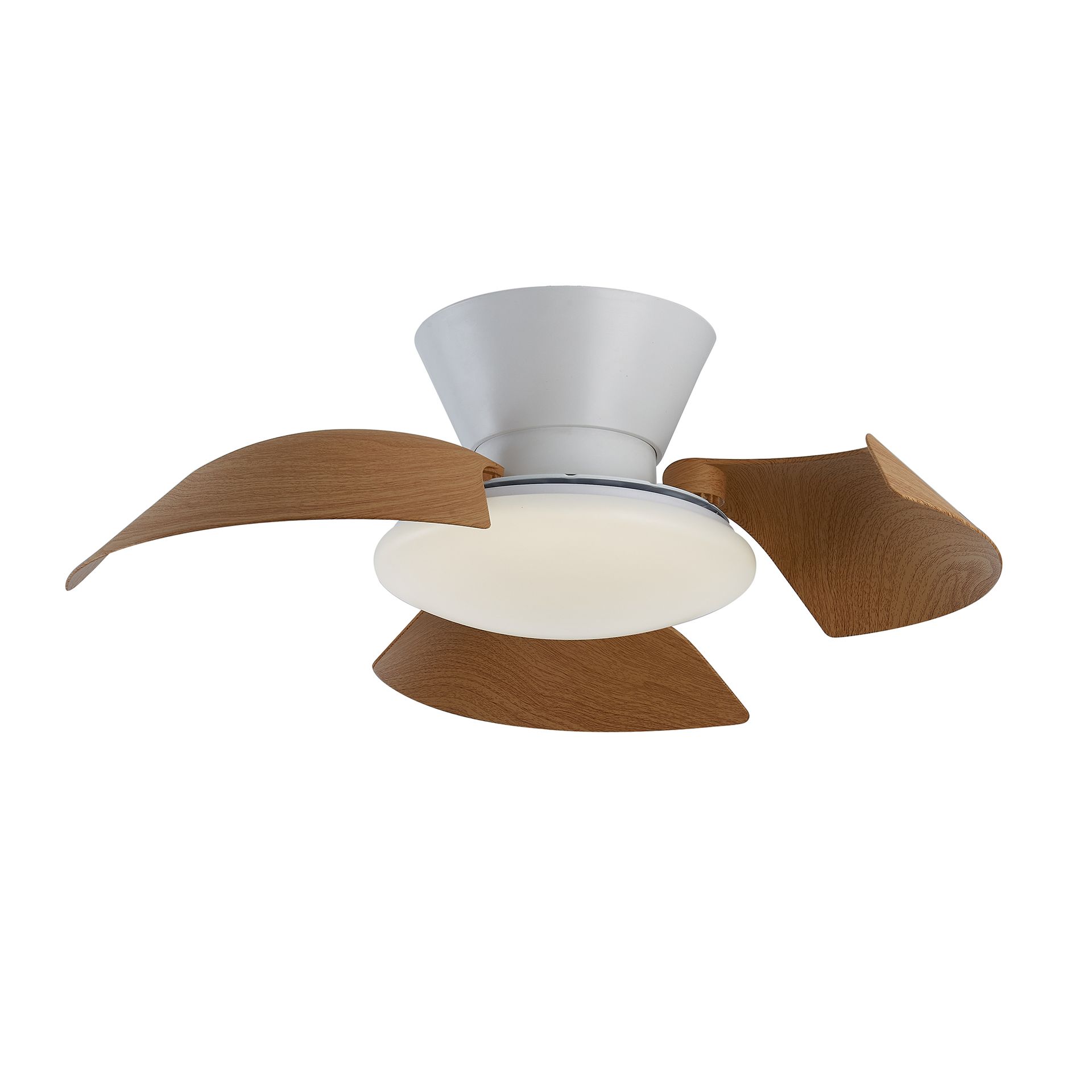 Lazo · Ventilateur de plafond à pales rétractables avec éclairage · Blanc / Bois