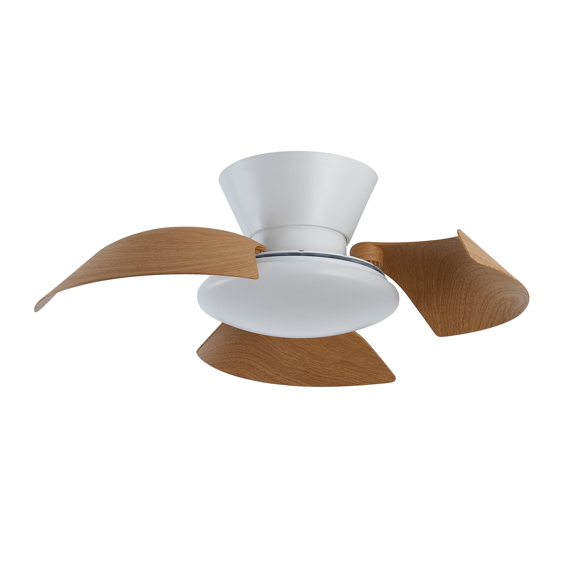 Lazo · Ventilateur de plafond à pales rétractables avec éclairage · Blanc / Bois