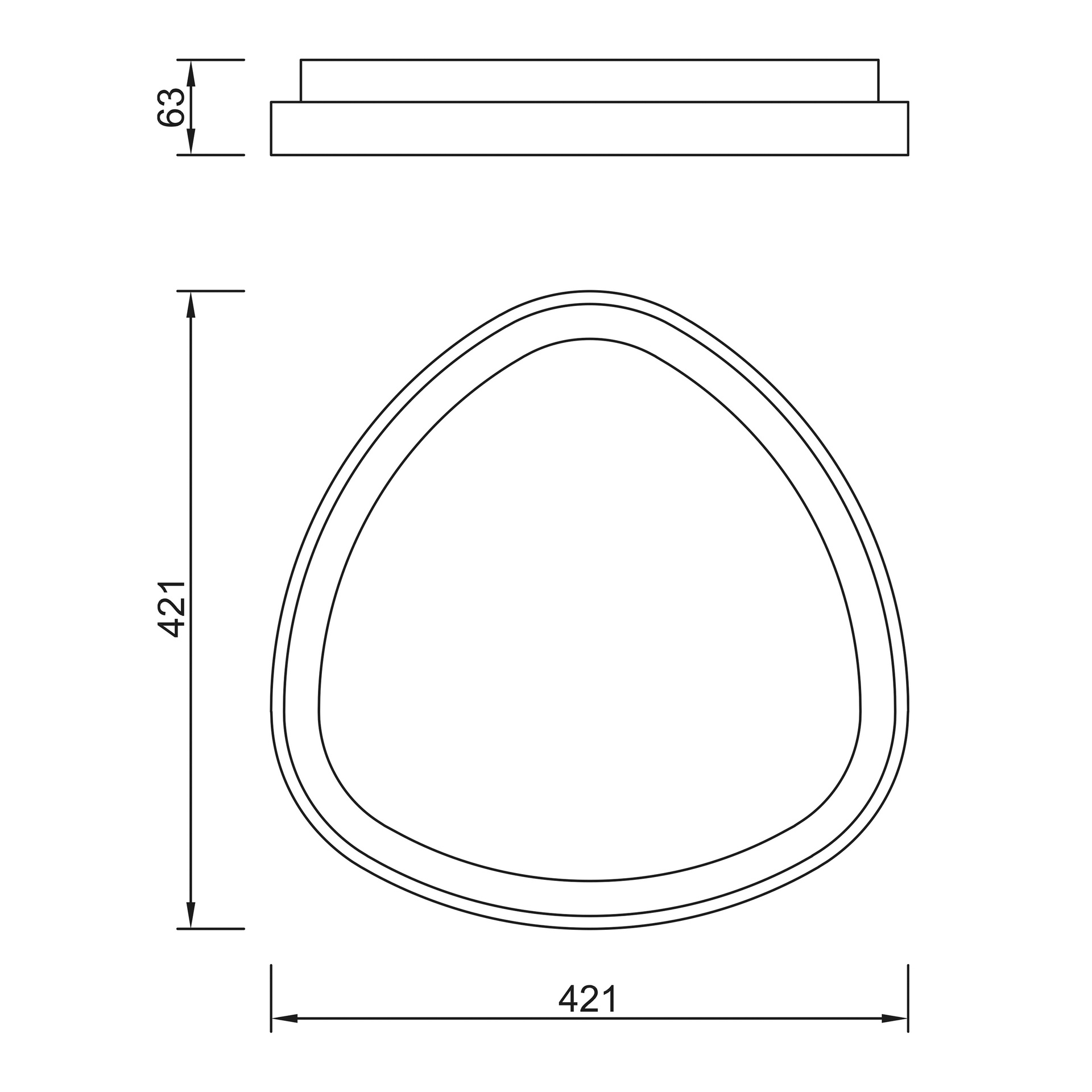 NISEKO II * CEILING TRIANGULAR LED 42 CM - WITH REMOTE CONTROL CCT - BLACK