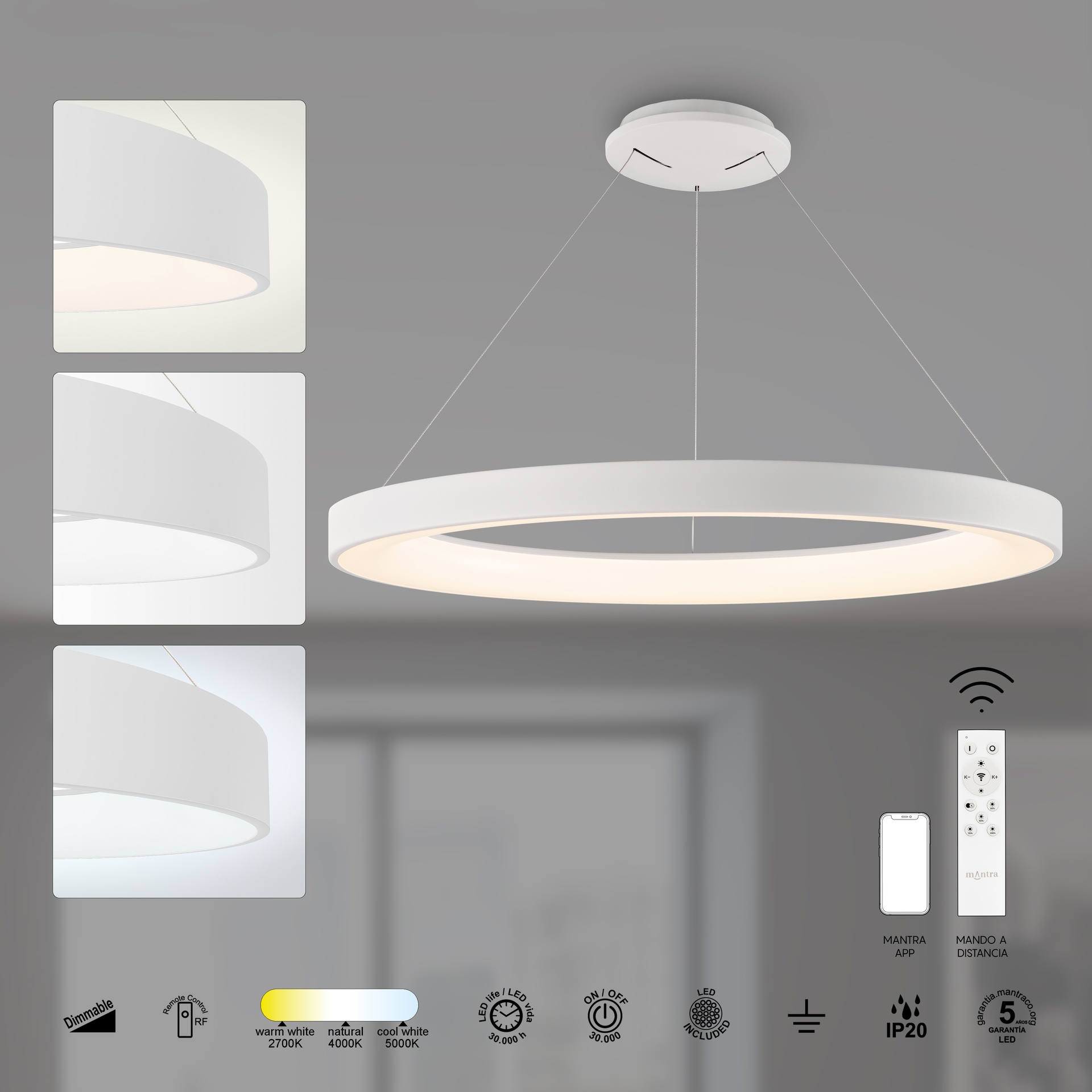 NISEKO II * SOSPESO LED 60W D.65CM  BIANCO
