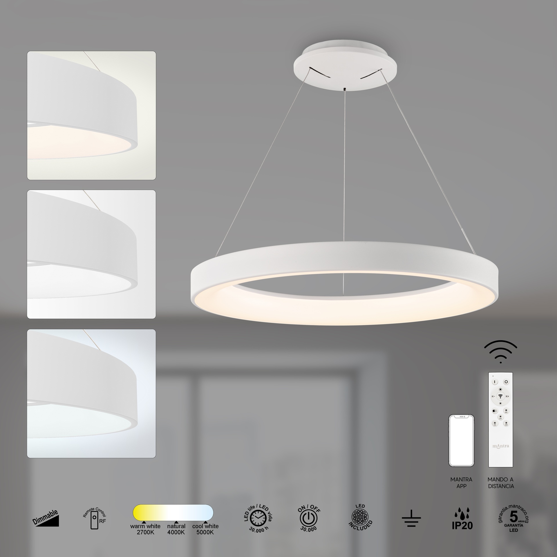 NISEKO II * LED PENDANT 45W D.50CM  WHITE