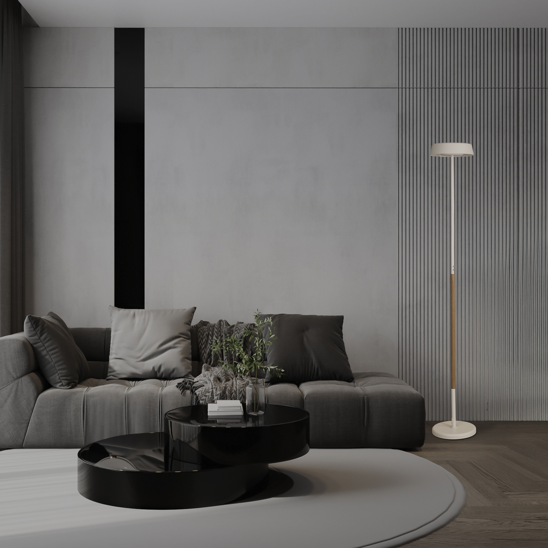 NOA II * FLOOR LAMP 21+9W 3000K TOUCH DIMMER  WHITE/WOOD