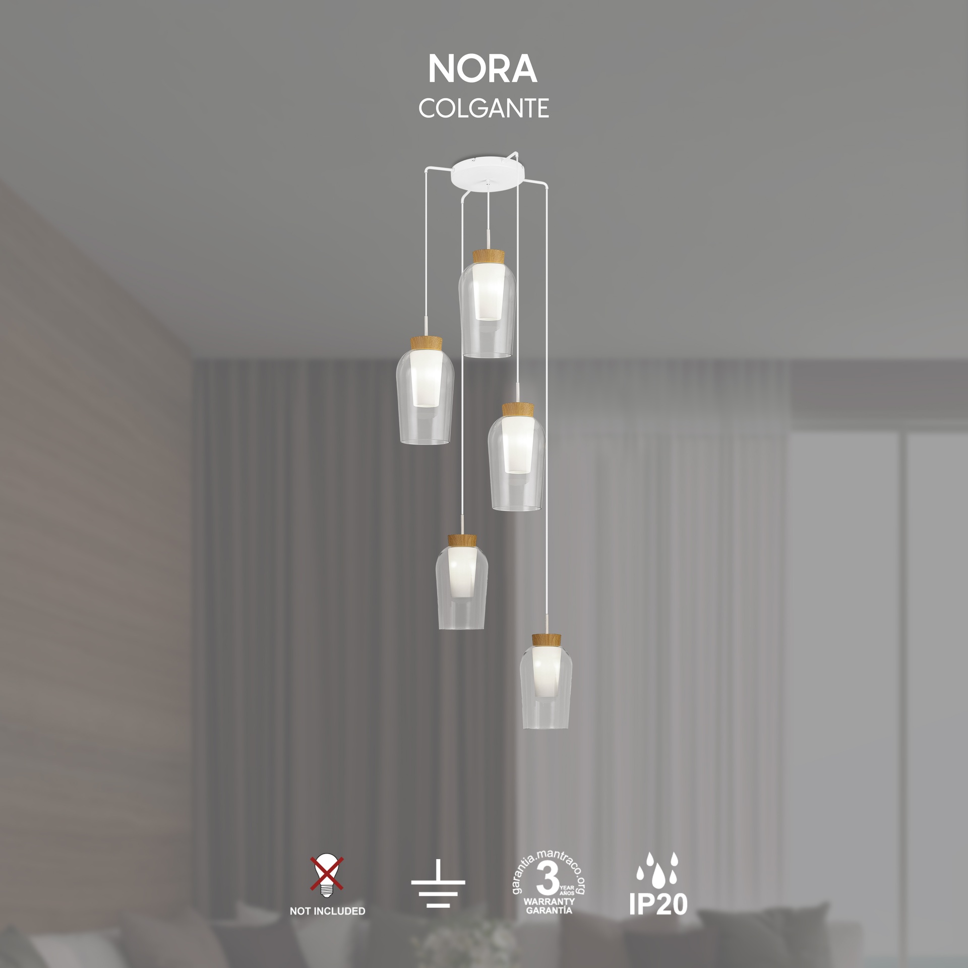 Nora · Luminarias de techo · Blanco / Madera