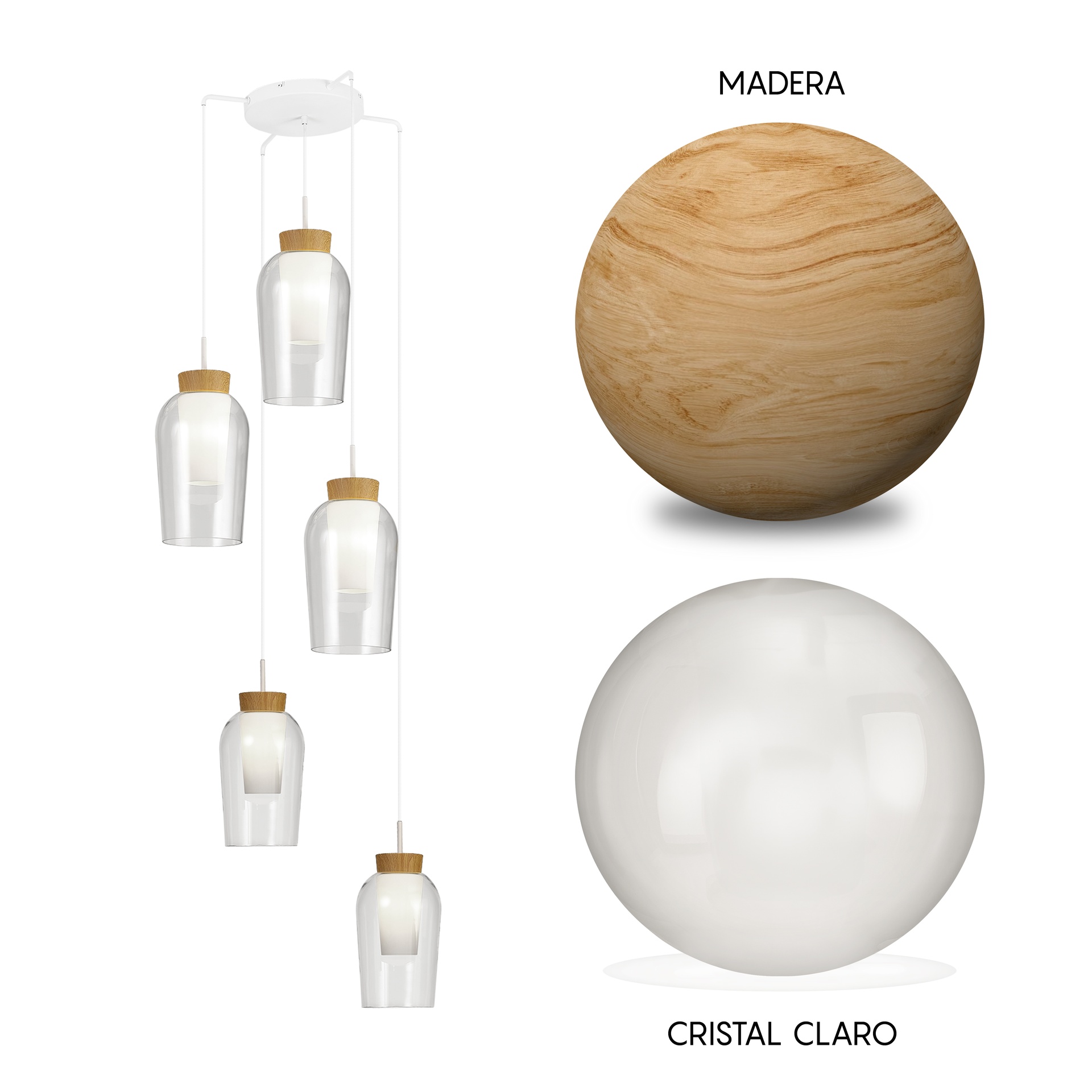 Nora · Luminarias de techo · Blanco / Madera
