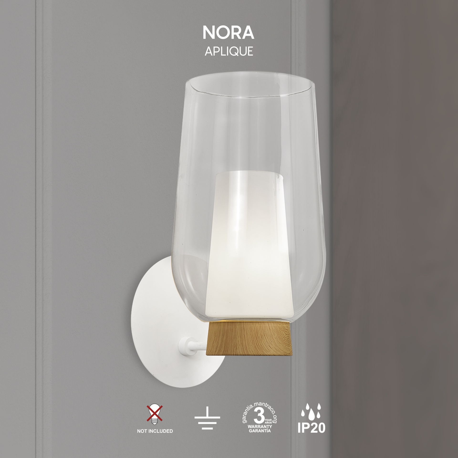 Nora · Luminarias de pared · Blanco / Madera