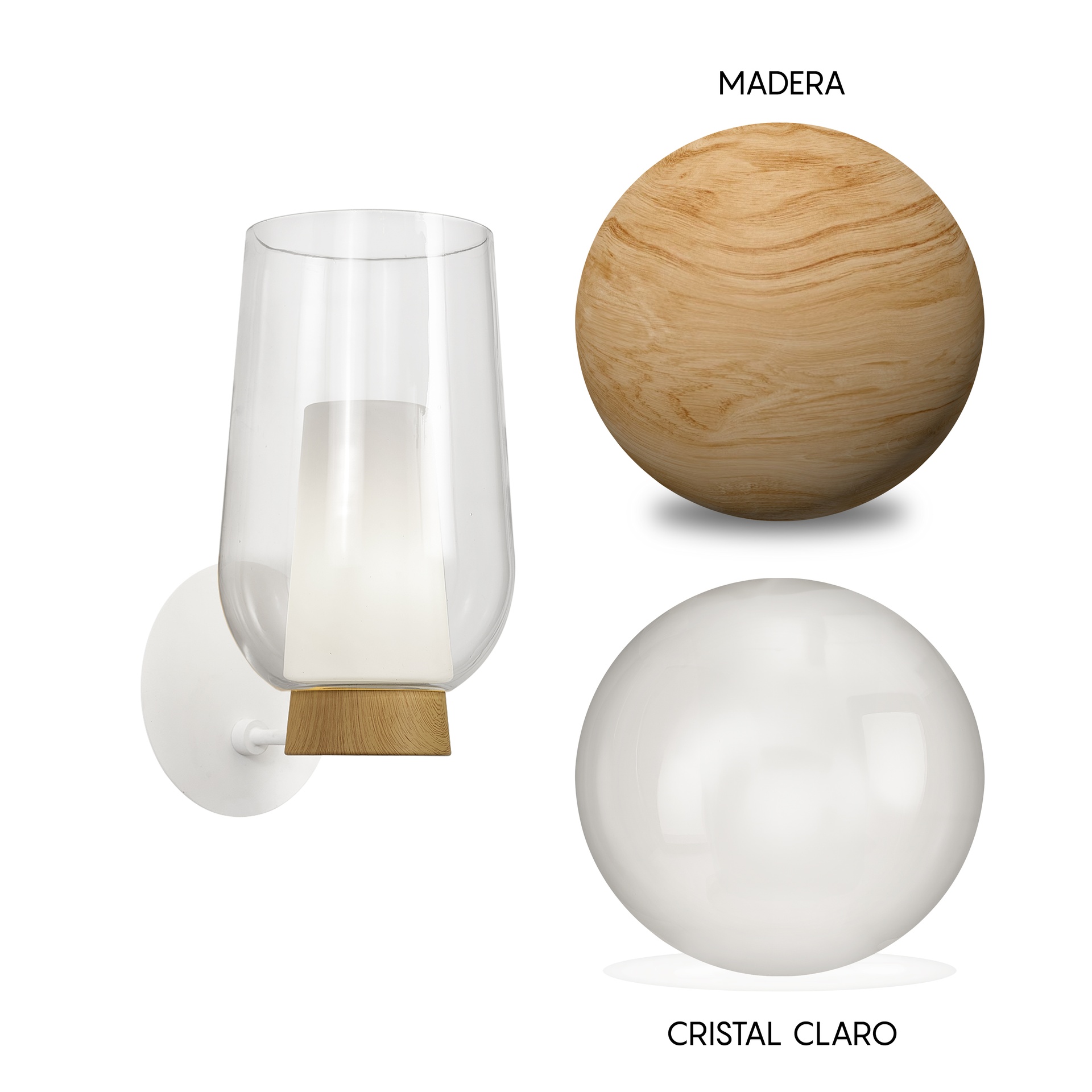 Nora · Luminarias de pared · Blanco / Madera