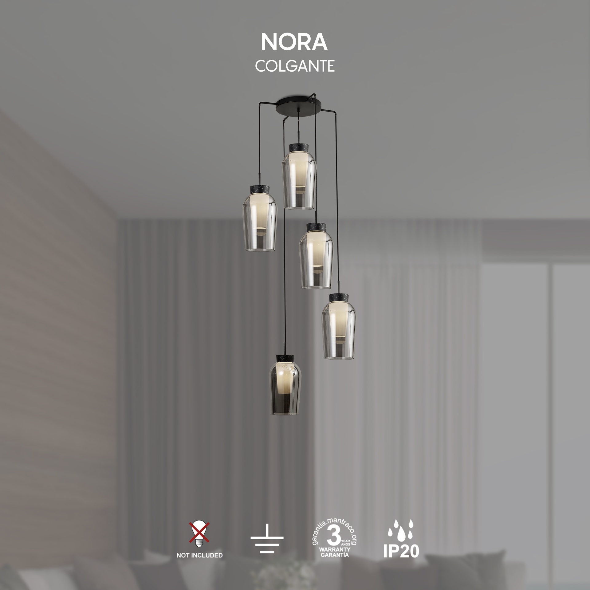 Nora · Luminarias de techo · Negro / Mármol