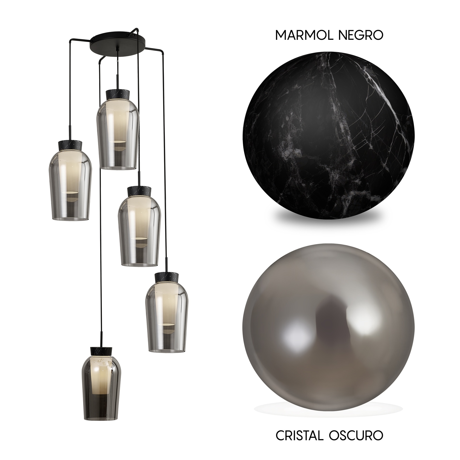 Nora · Luminarias de techo · Negro / Mármol