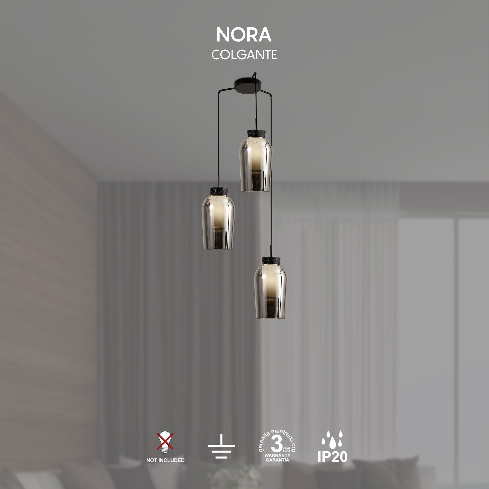 NORA NERO * LAMPADA 3L ROTONDA