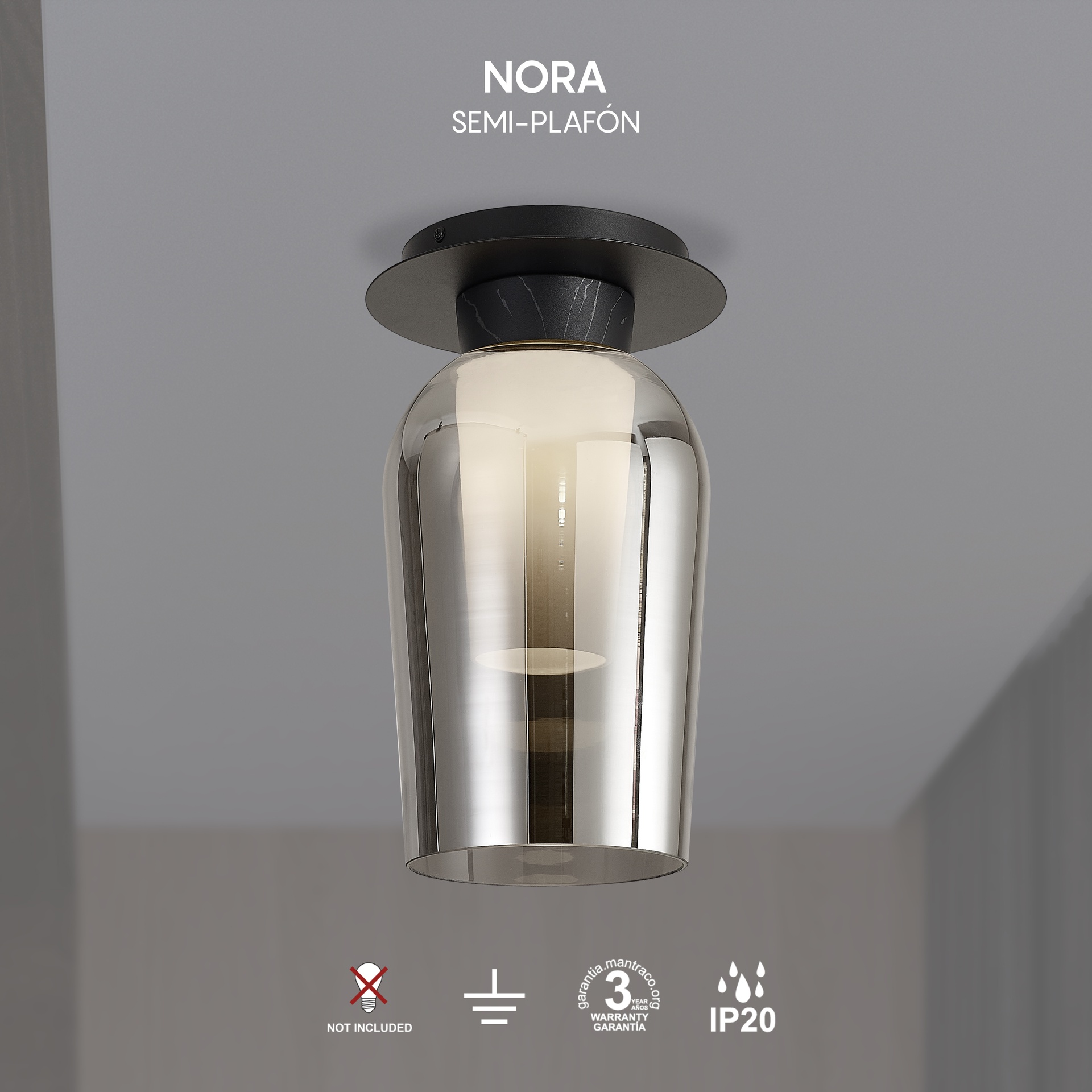 Nora · Plafonniers · Noir / Marbre