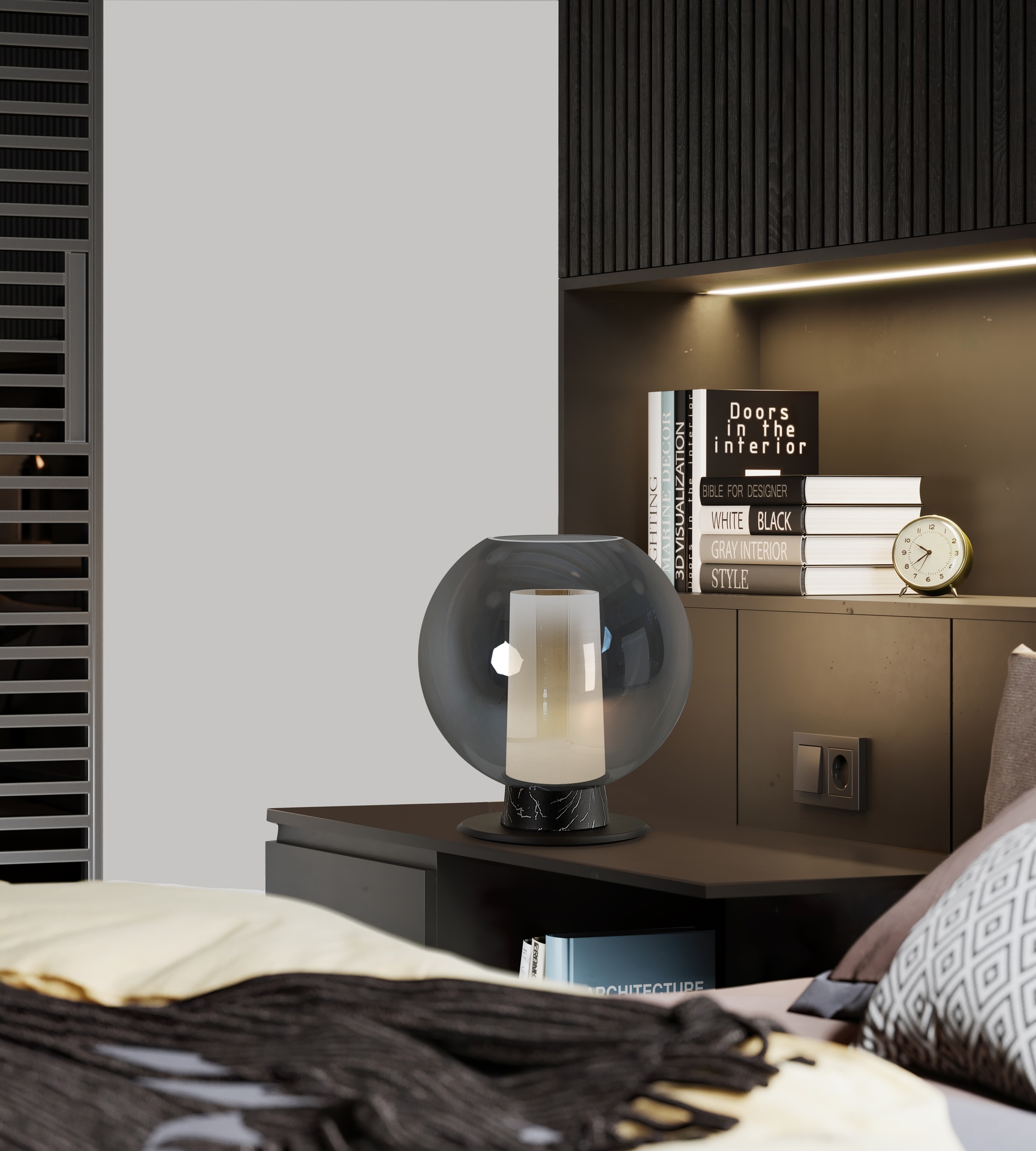 NORA BLACK * BALL TABLE LAMP 1L