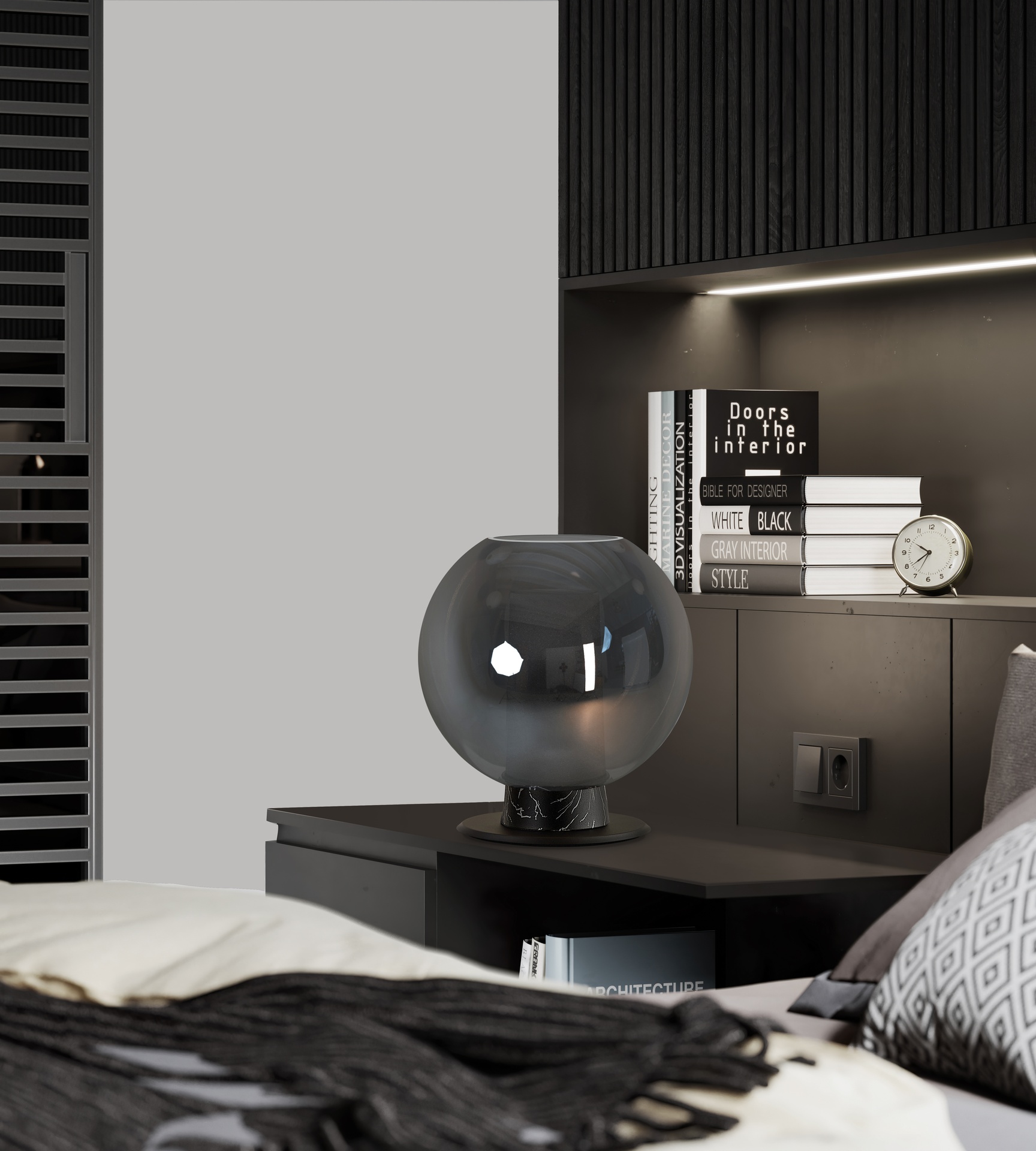 NORA BLACK * BALL TABLE LAMP 1L