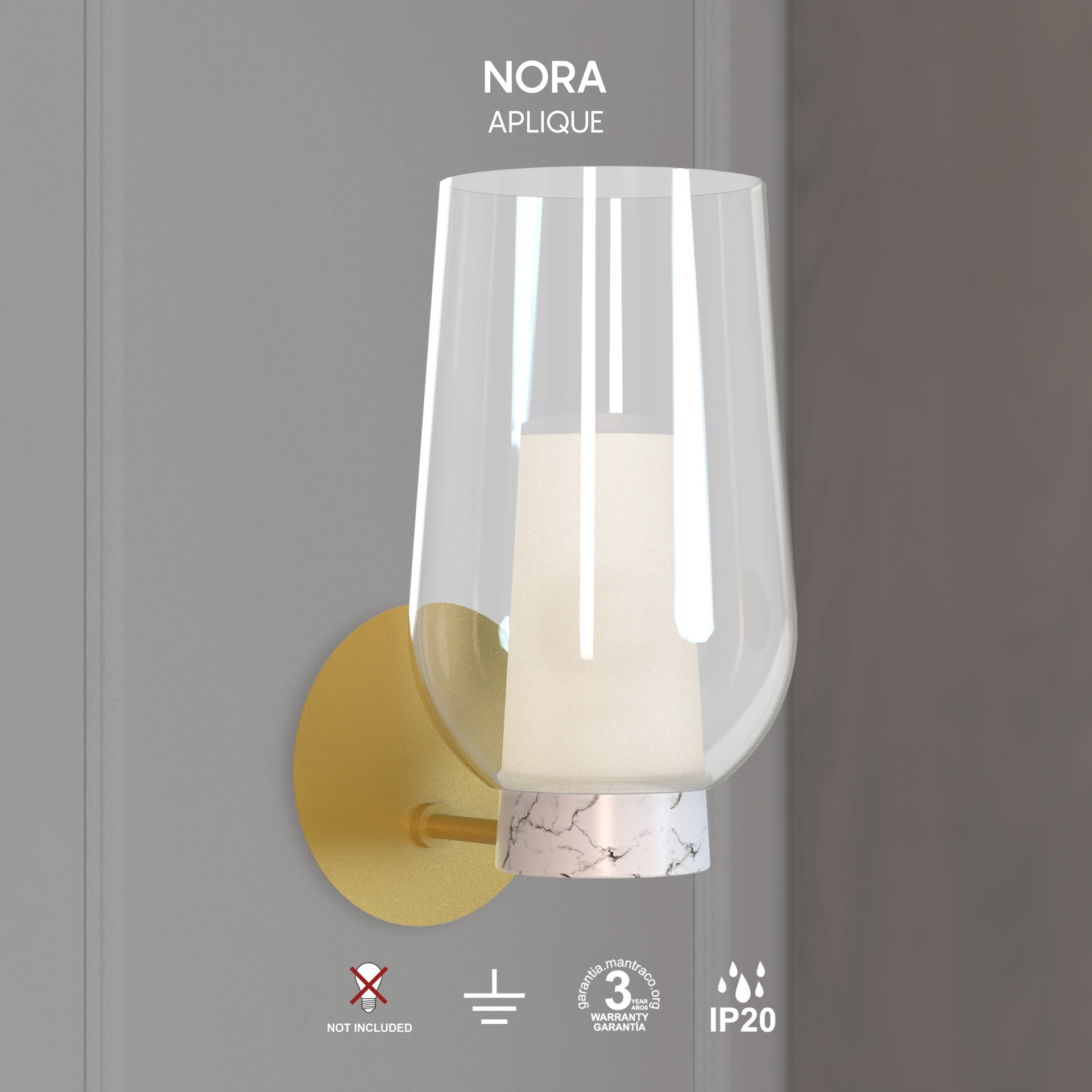 NORA GOLD * WALL LAMP 1L