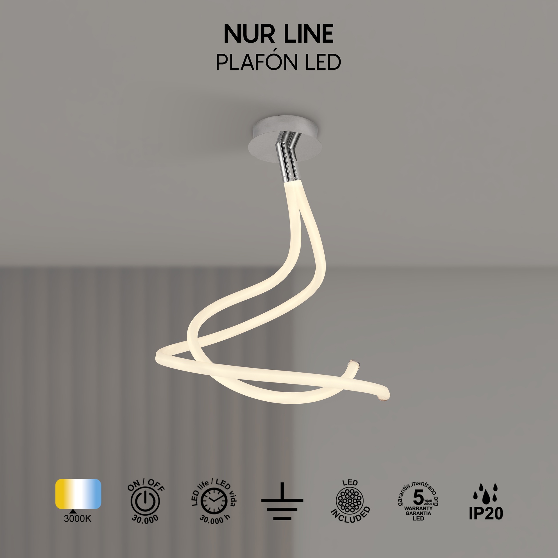 Nur line · Luminaires de plafond · Chrome / Blanc