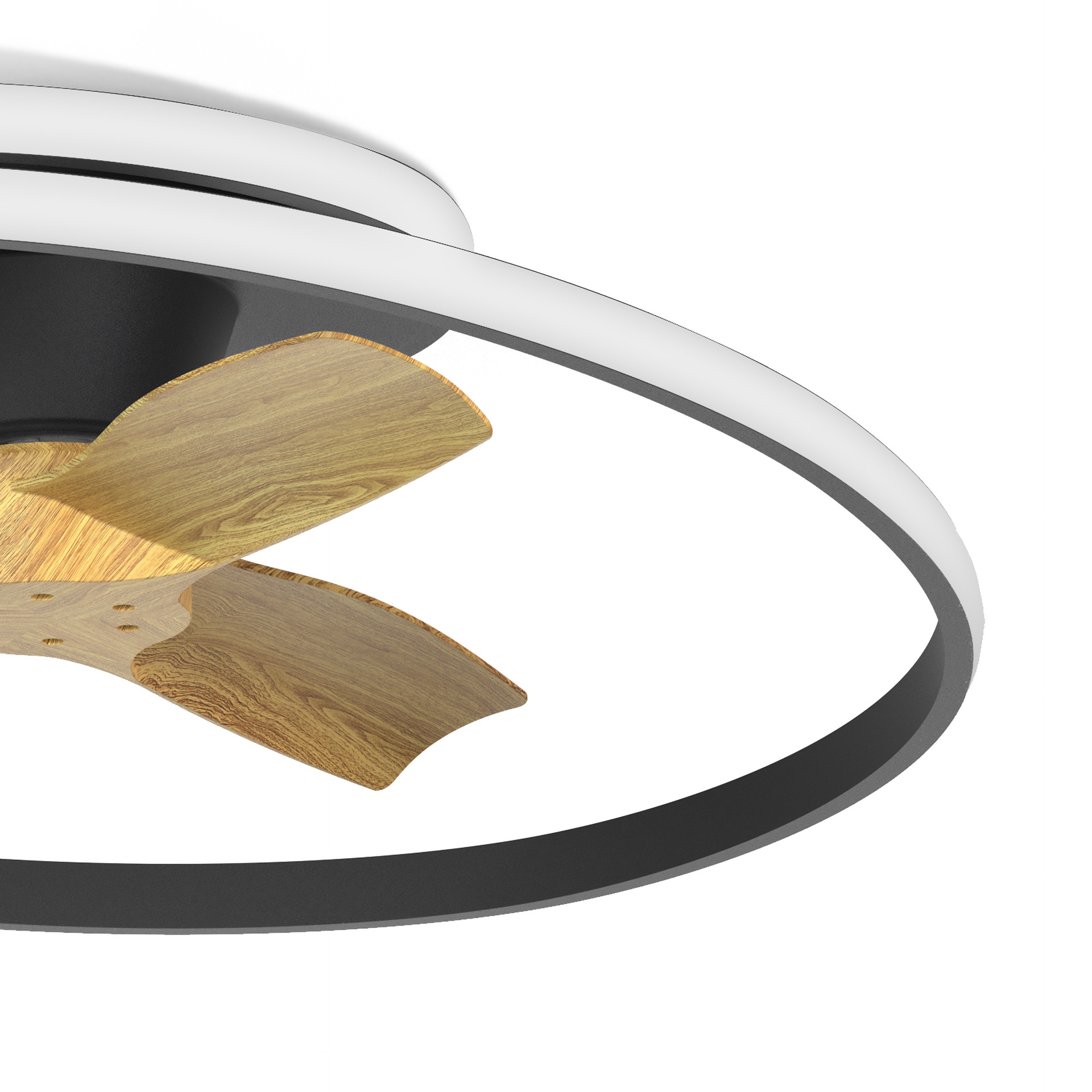 Ocean · Ventilador de aspas con luz · Negra / Madera