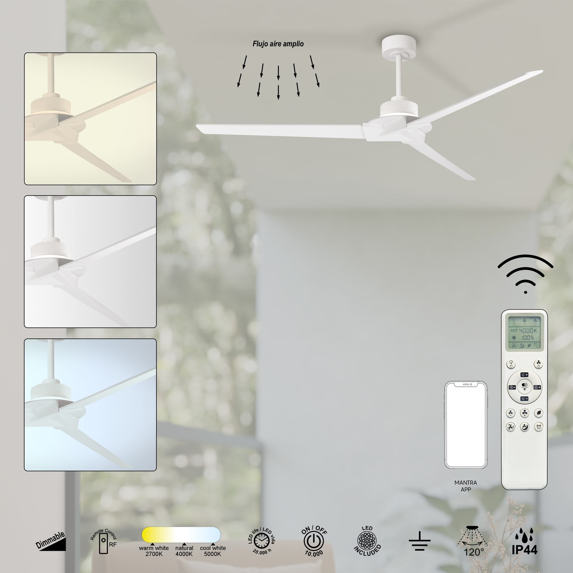 Brisa Mini · Ventilador de aspas con luz · Blanco