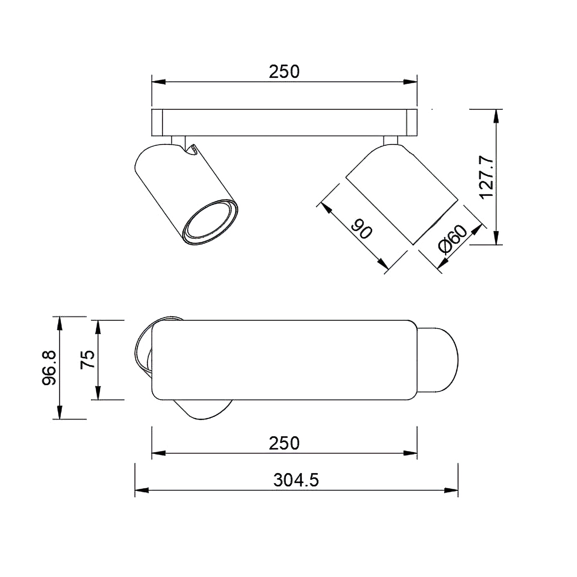 Sal · Luminarias de techo · Negro Mate