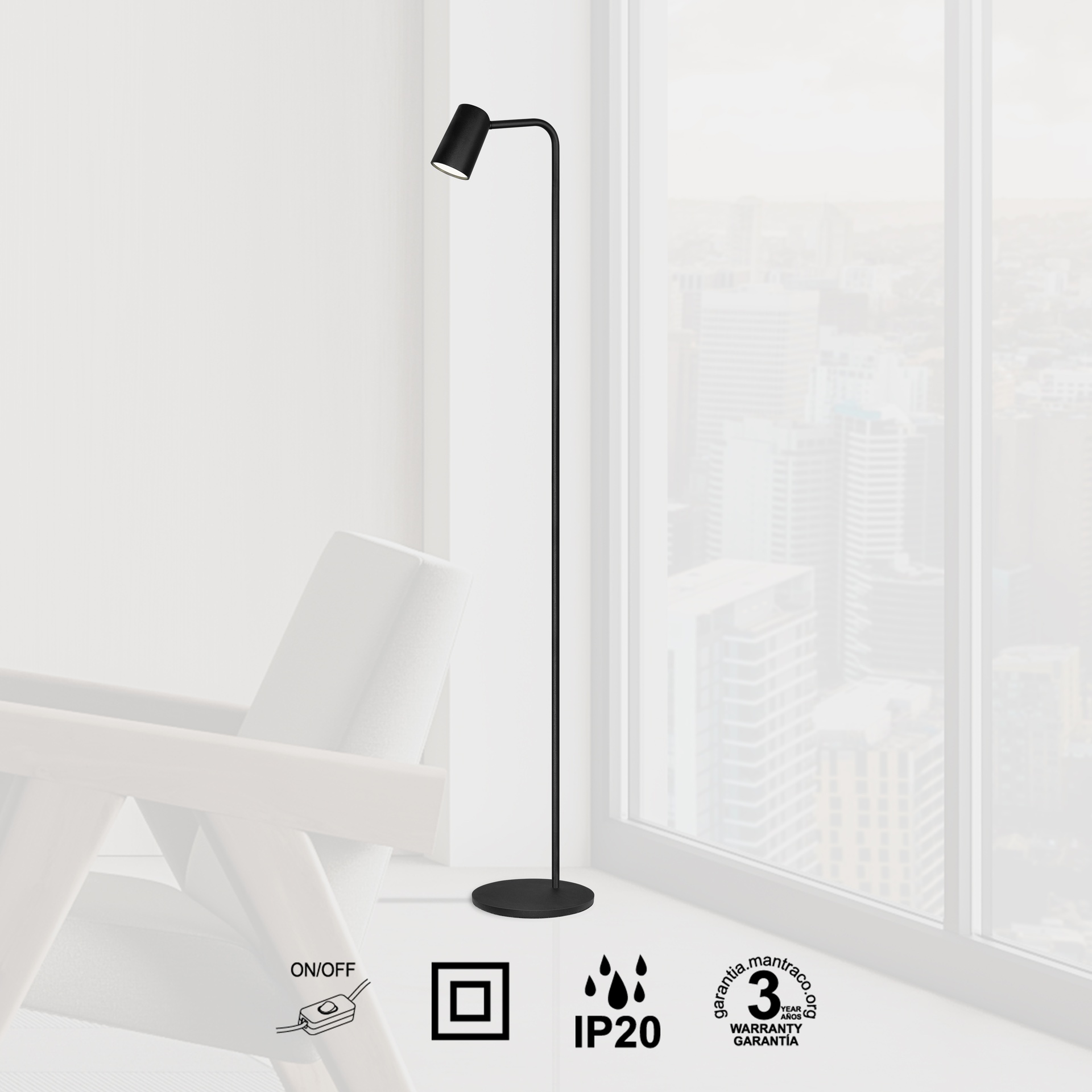 SAL BLACK * FLOOR LAMP GU10 BLACK