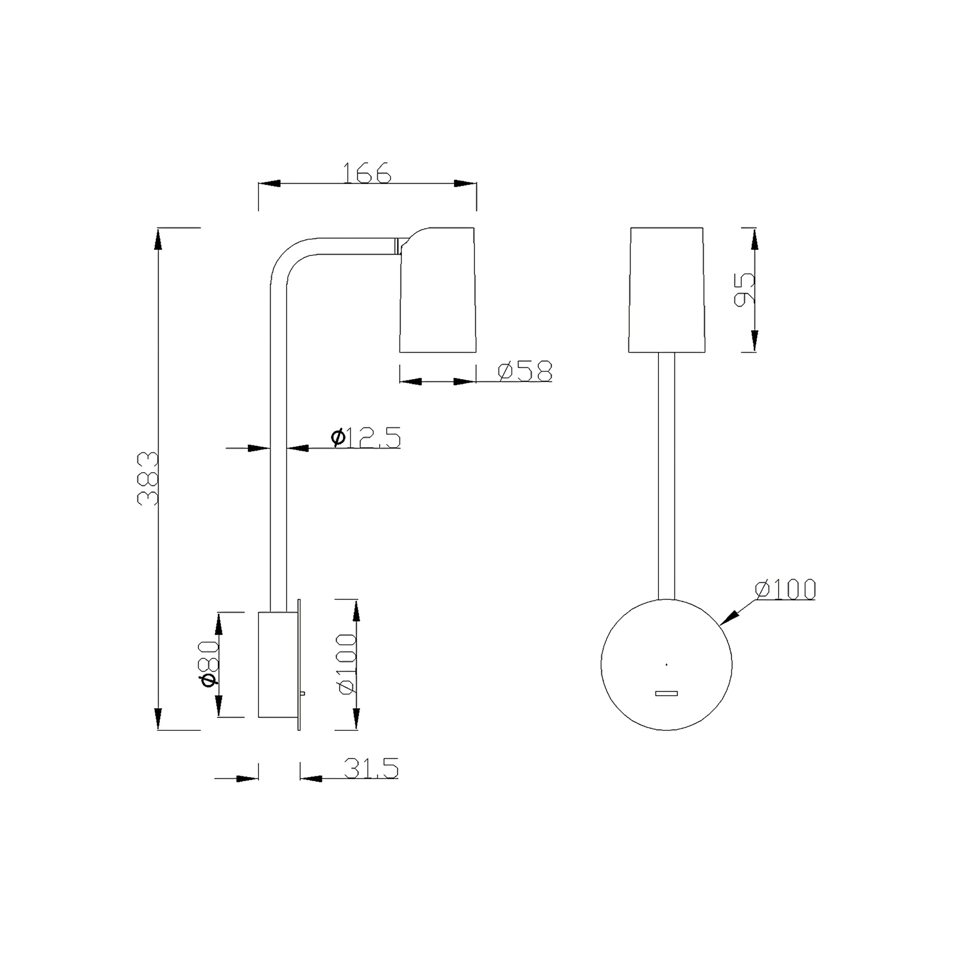 SAL BLACK * LED WALL LAMP GU10 WITH SWITCH BLACK