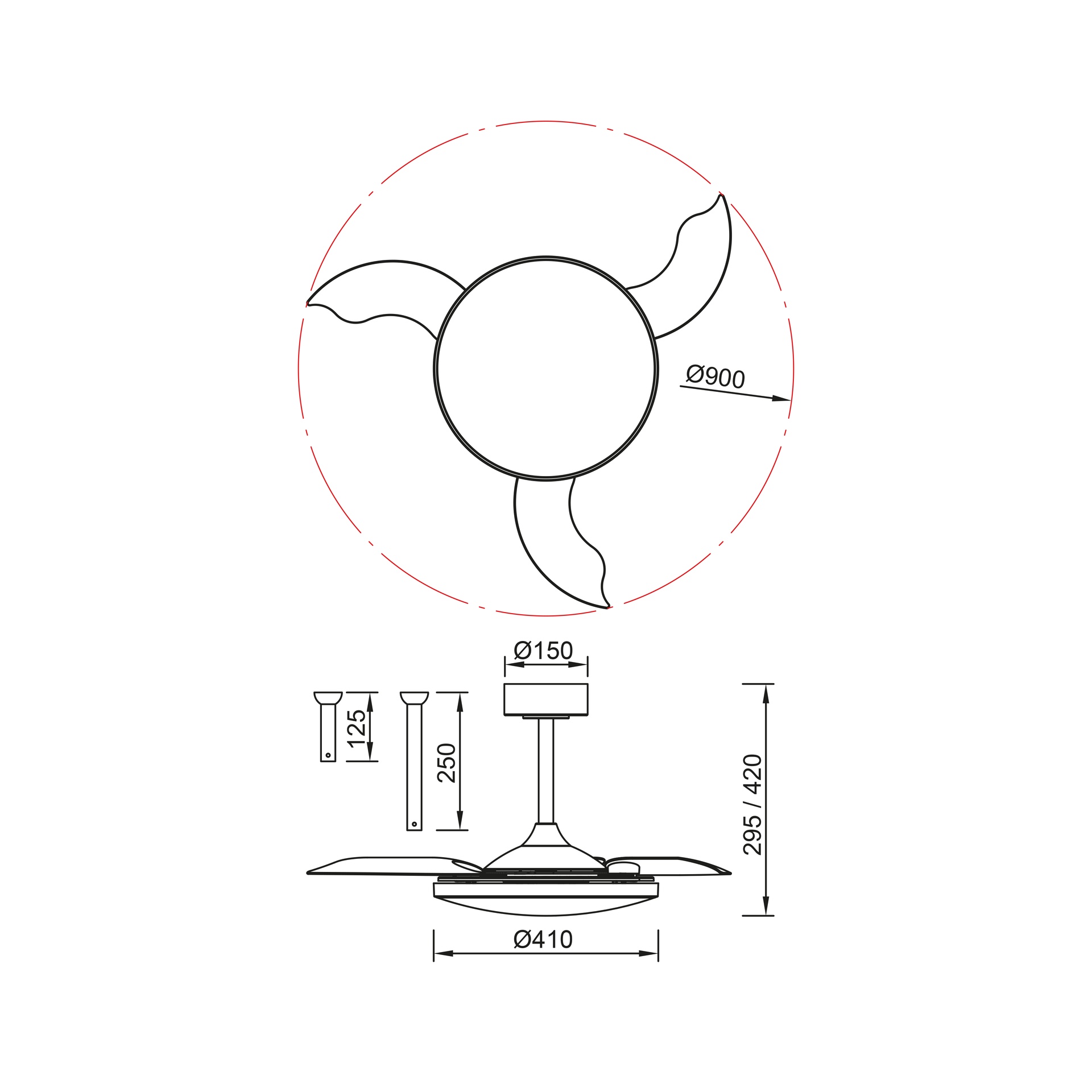 Slim Fan Mini · Ventilador de aspas desplegables con luz · Black