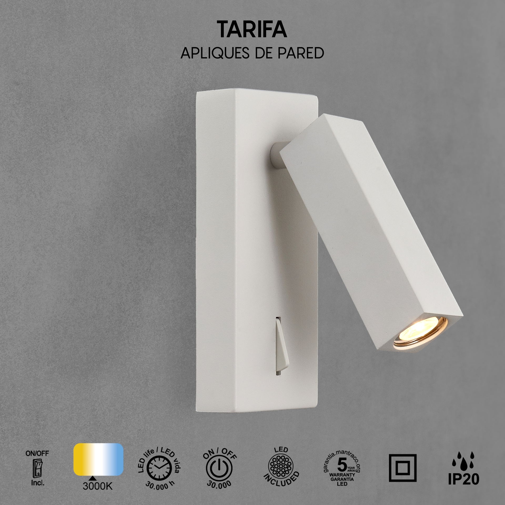Tarifa · Luminaires muraux · Blanc mat