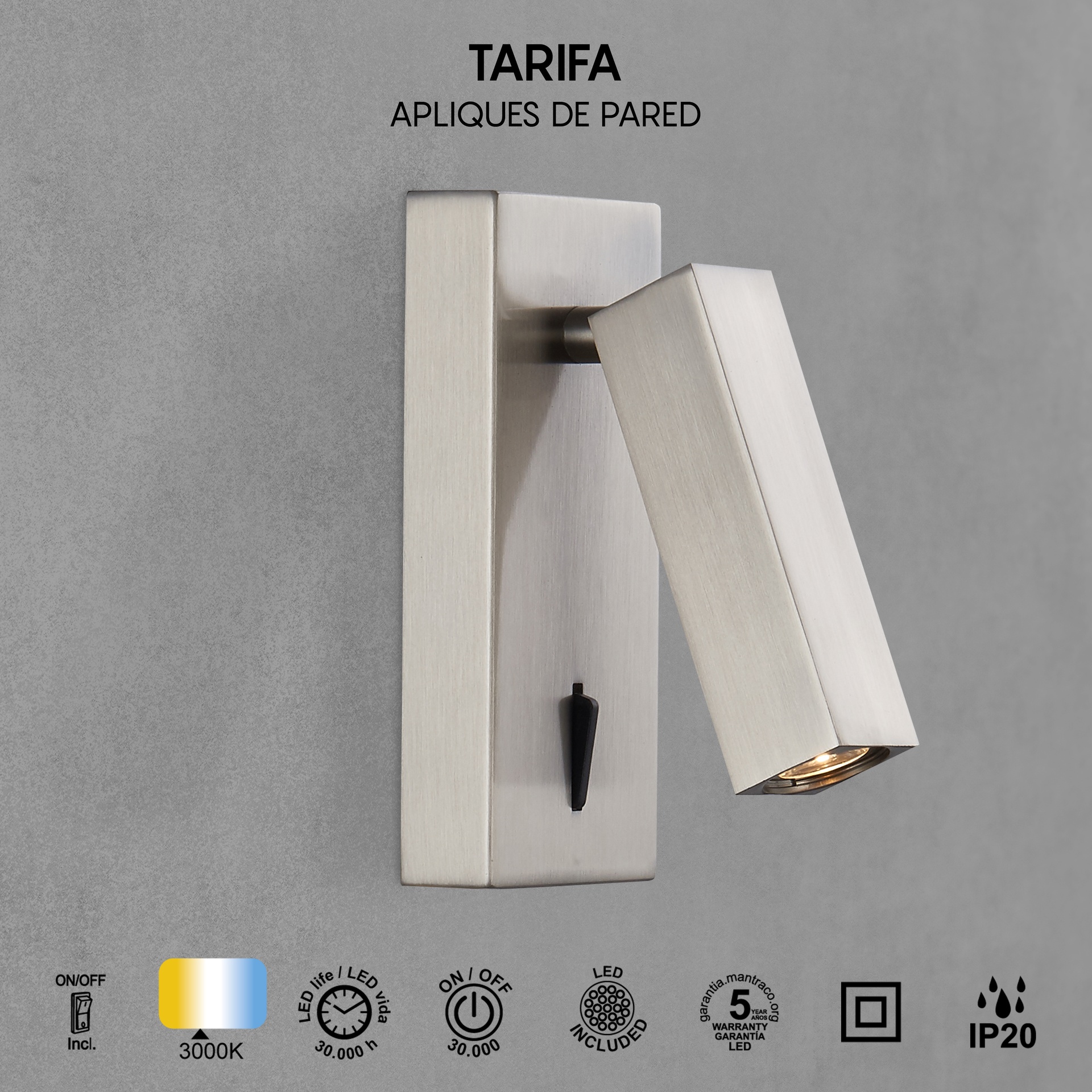 Tarifa · Luminarias de pared · Níquel Satinado