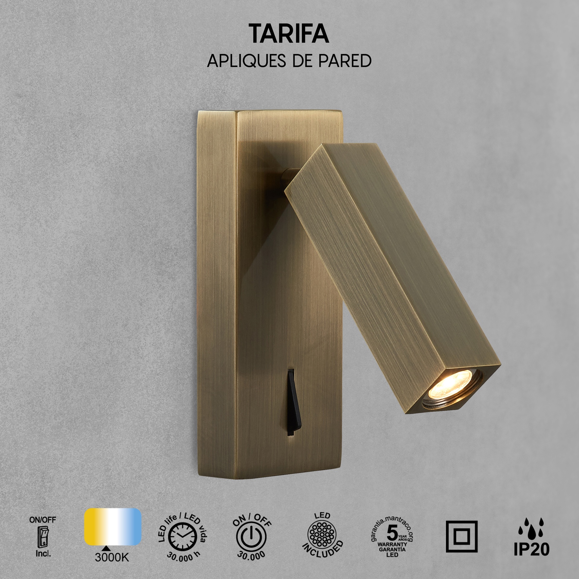 TARIFA * APPLIQUE CUOIO LETTORE LED 3W 3000K