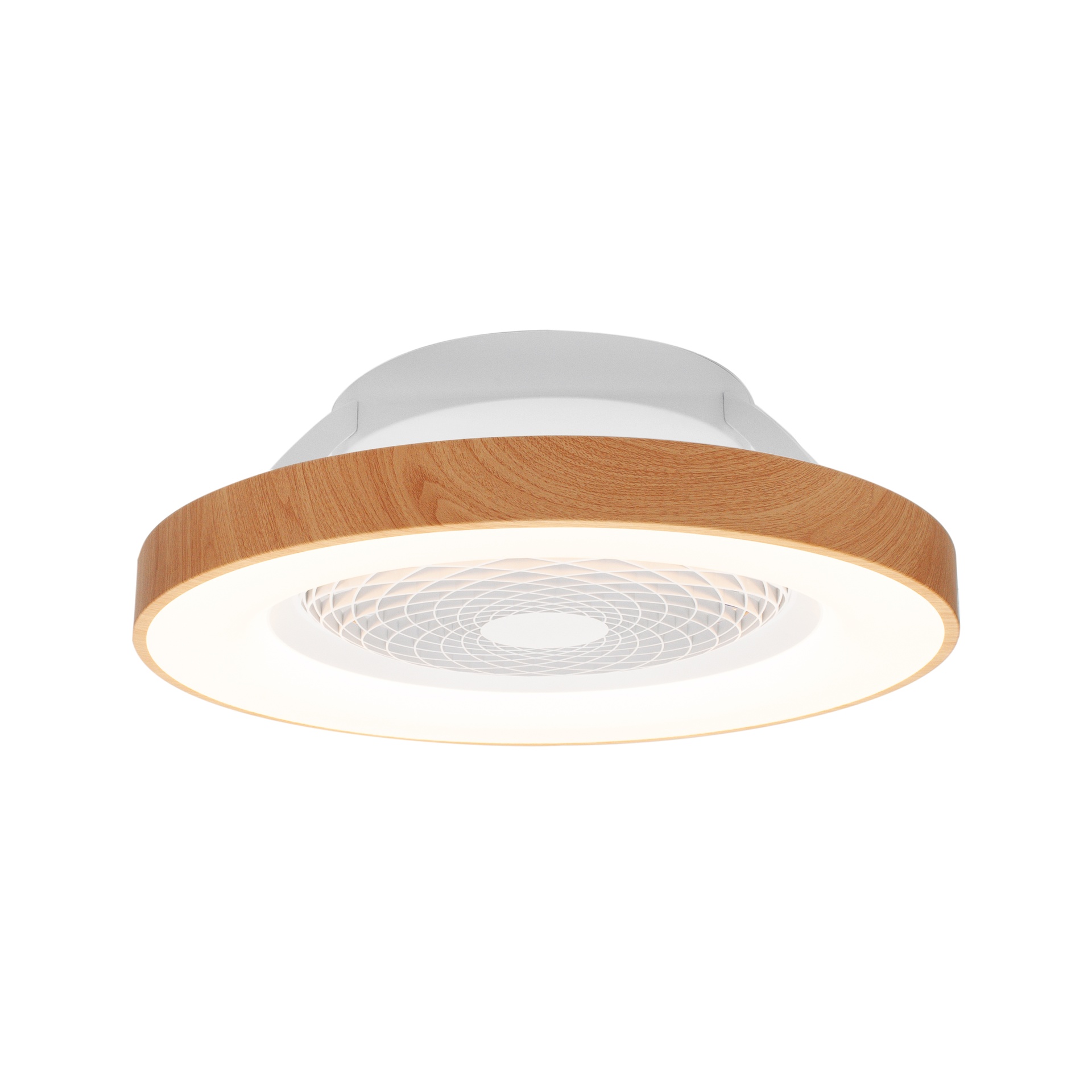 Tíbet · Plafón-ventilador de aspas ocultas con luz · Madera / Blanco