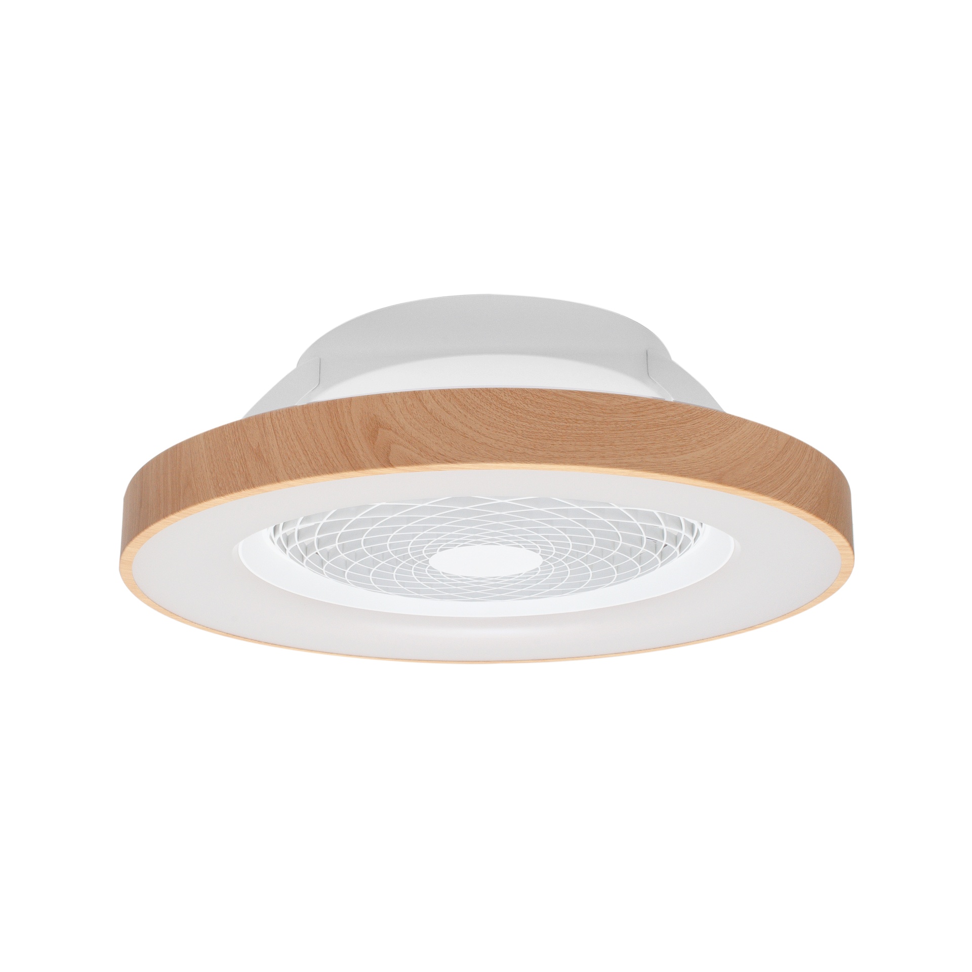Tíbet · Plafón-ventilador de aspas ocultas con luz · Madera / Blanco