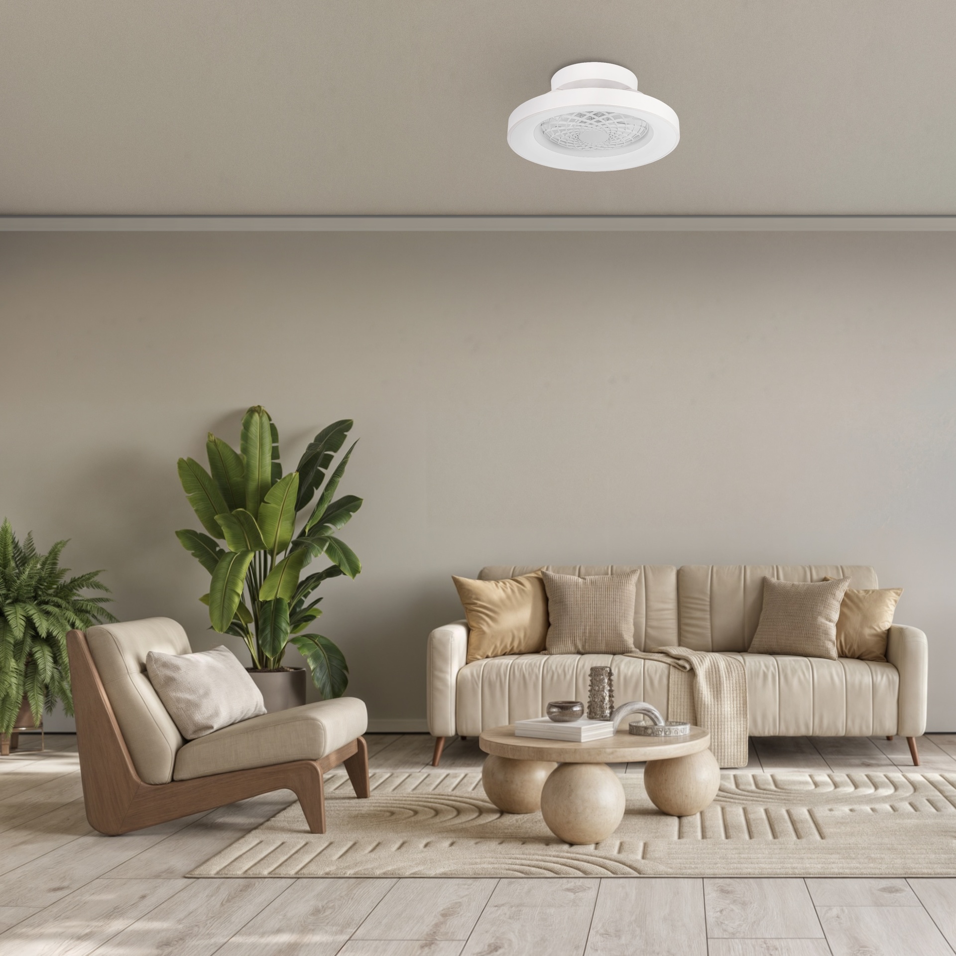 Tíbet Mini · Plafonnier-ventilateur à pales intégrées · Blanc