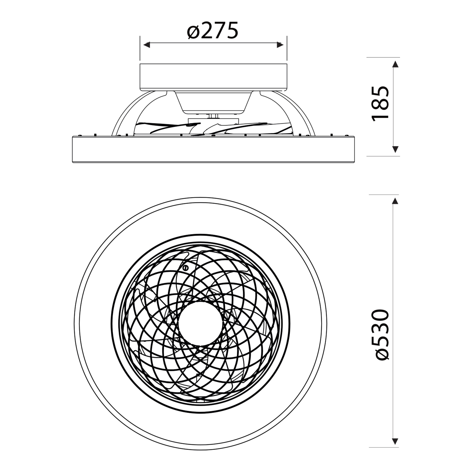 Tíbet Mini · Plafonnier-ventilateur à pales intégrées · Blanc