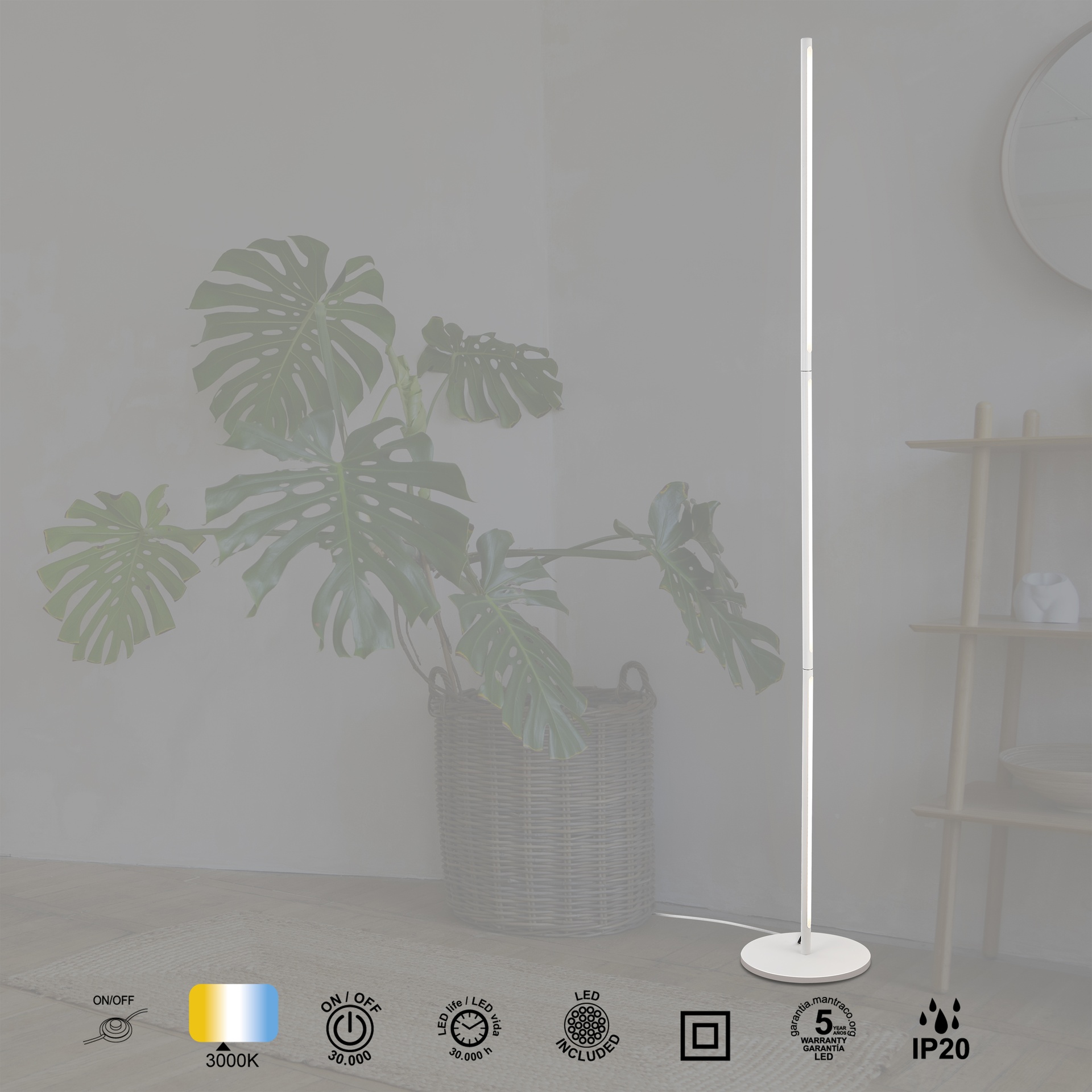 TORCH * LED FLOOR LAMP  25W WHITE