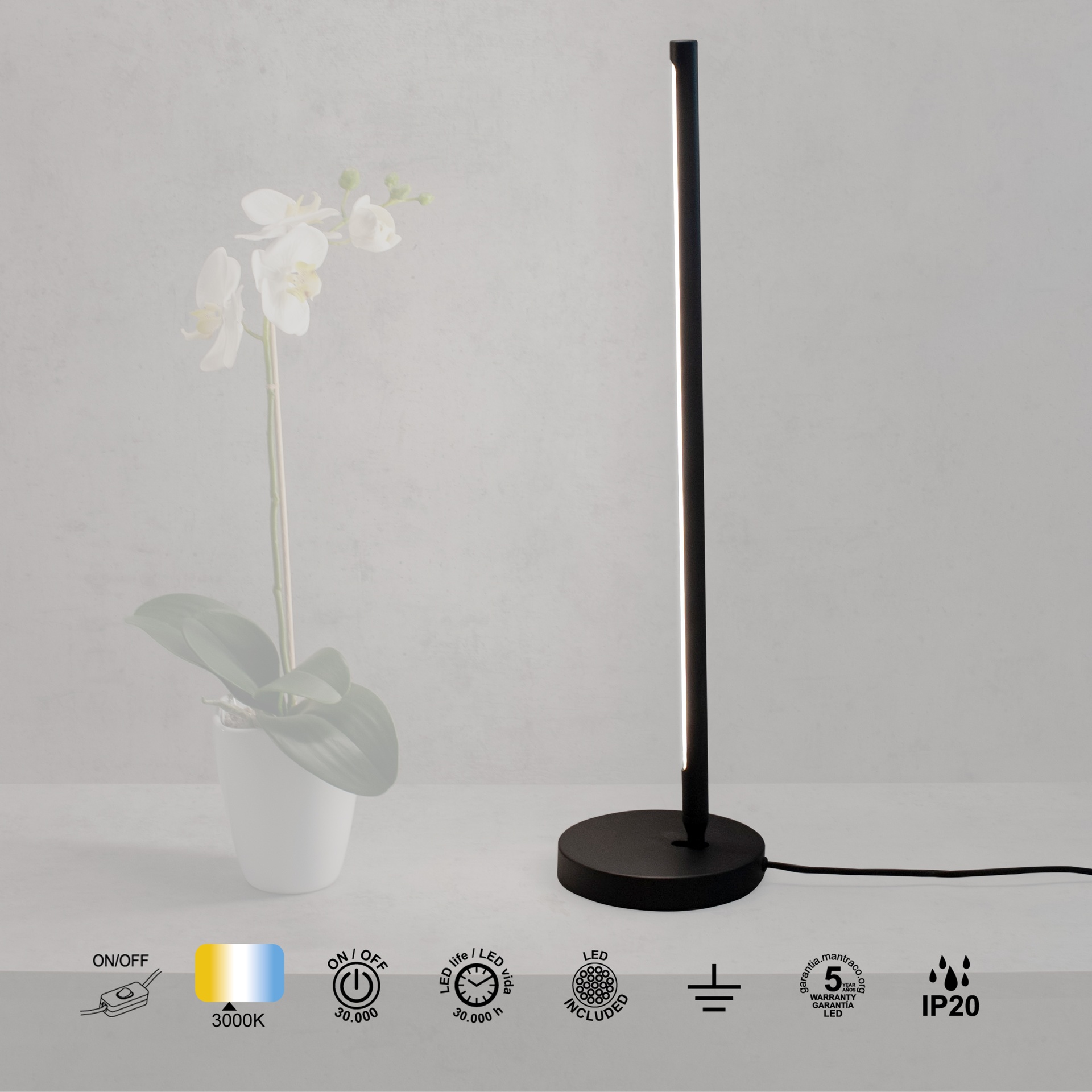 ***OFER/DES*** TORCH * LED TABLE LAMP  11W BLACK